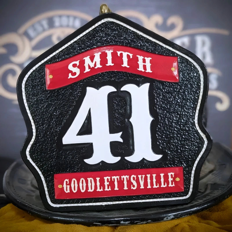 Personalized firefighter helmet shield 1st Due custom leather