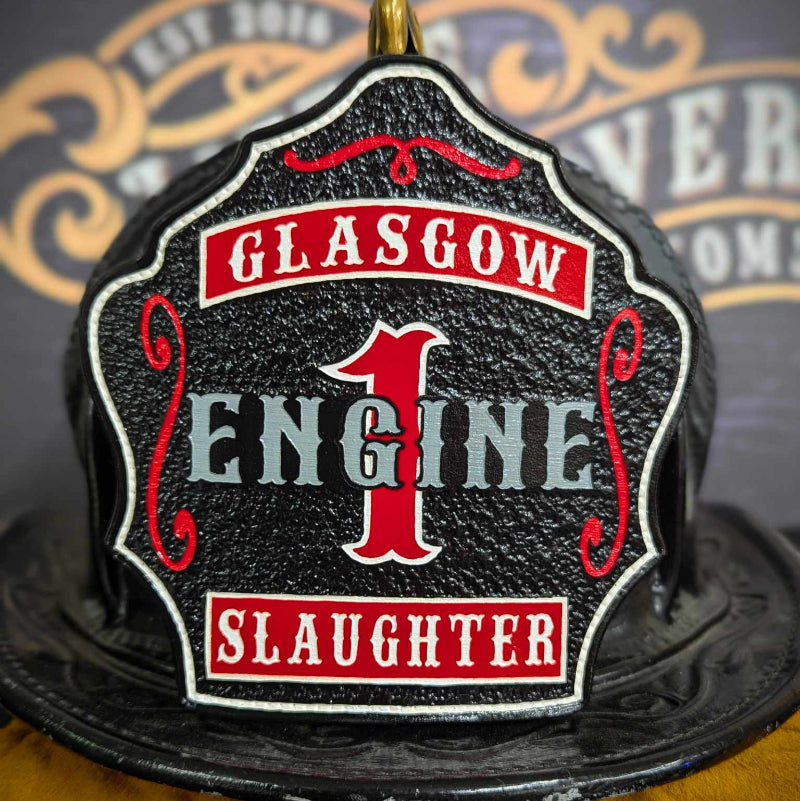 Custom Helmet Shield, Flag Helmet Shields, Firefighter Helmet Shield, Red Line Helmet Shield, Leather Fire Shields, Fire Helmet Fronts, Leather Fire Shields, Custom Leather Shields, Leather Helmet Fronts, Custom Leather Front, GB Shields
