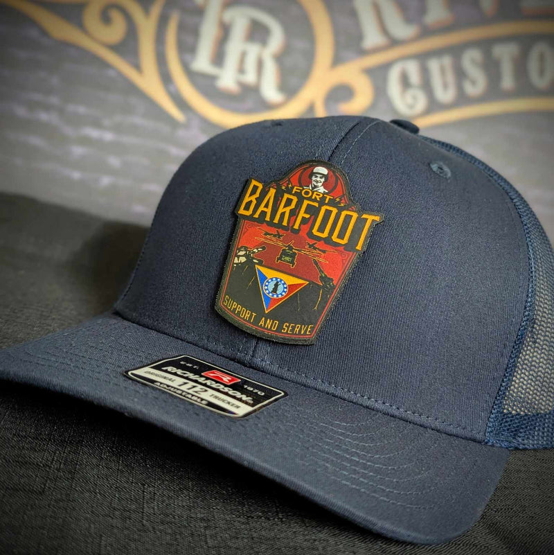 Custom firefighter hats with leather patch on Richardson 112 for your fire department