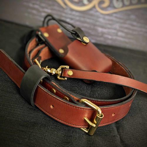 Personalized leather firefighter radio strap with adjustable fit and rugged construction