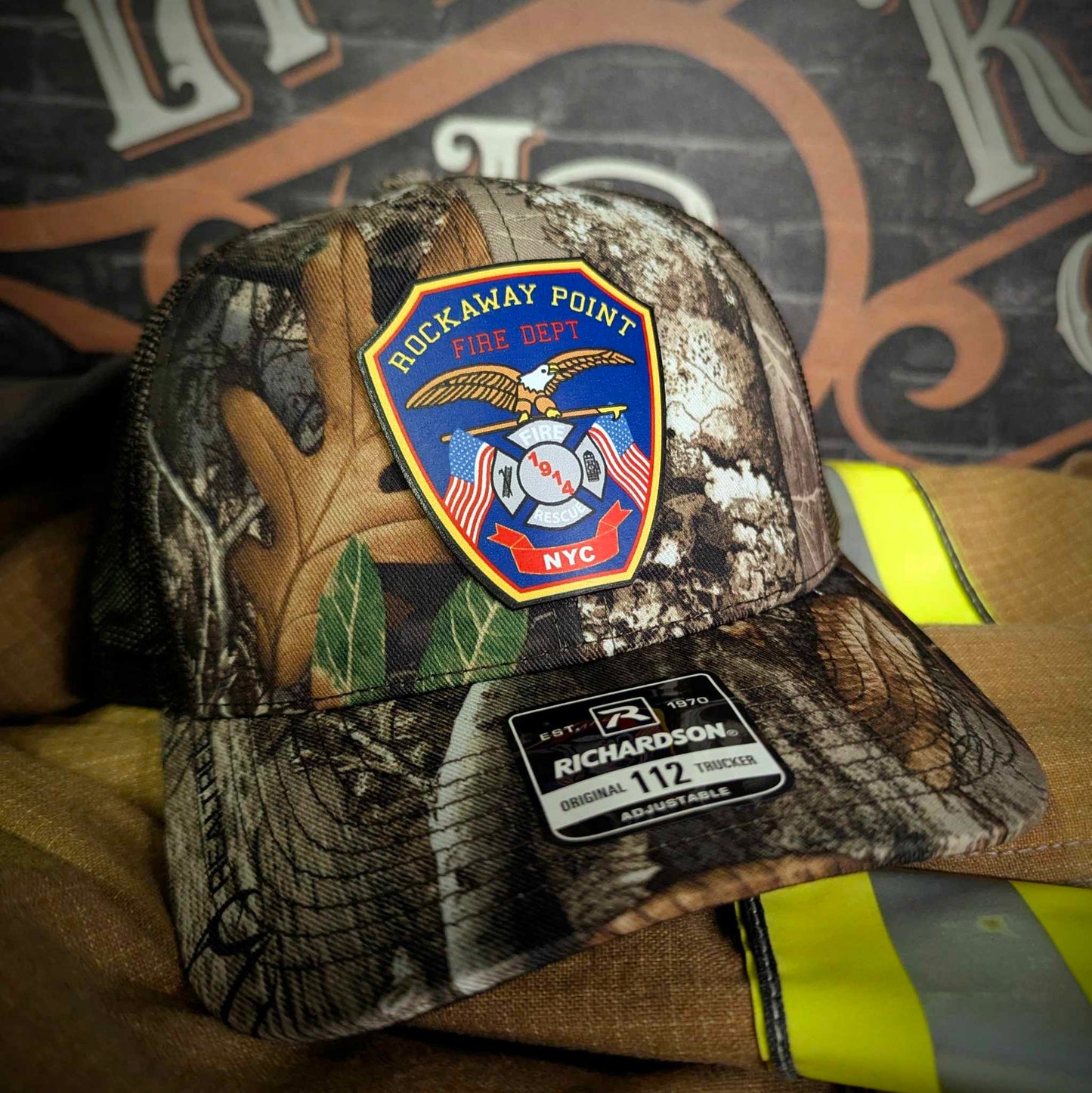 Custom fire department hat for firefighters, EMTs, and first responders