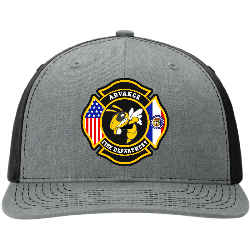 Advance Fire Department custom leather patch on Richardson hat