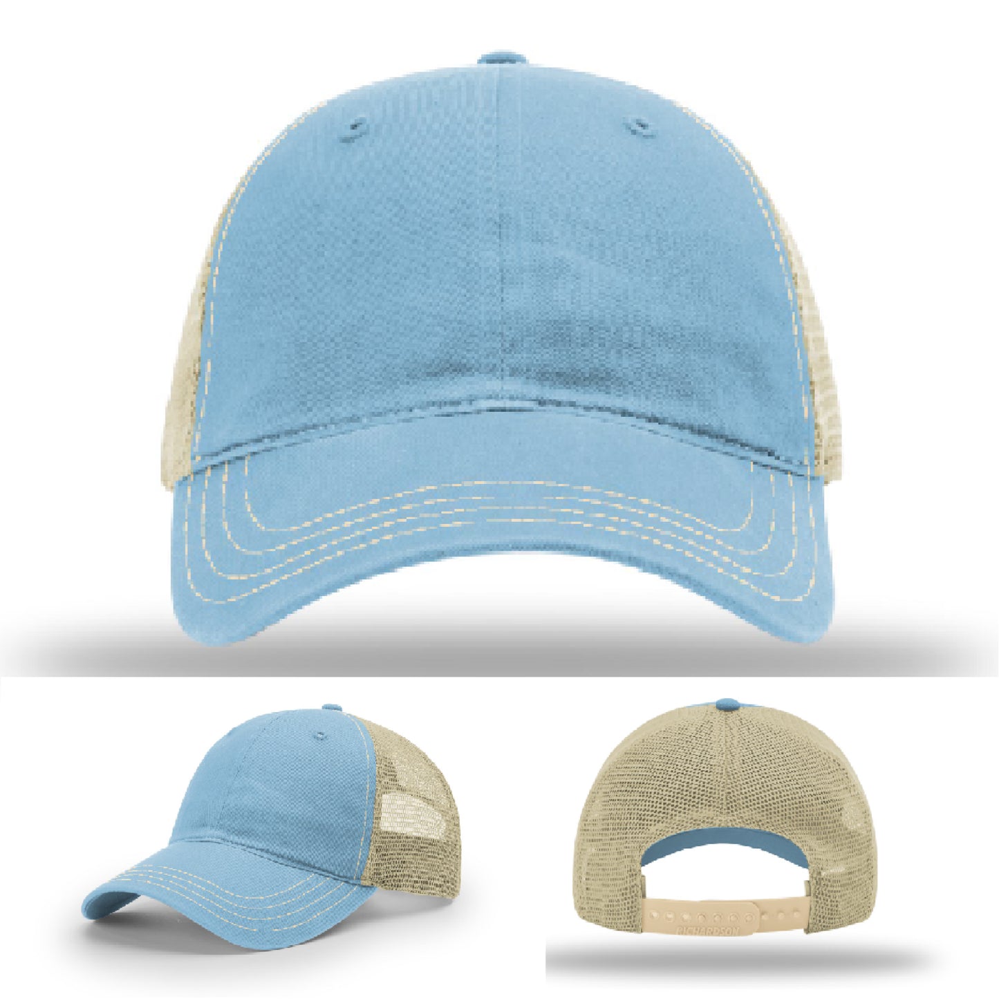 American flag-style hat with state patch – leather logo customization