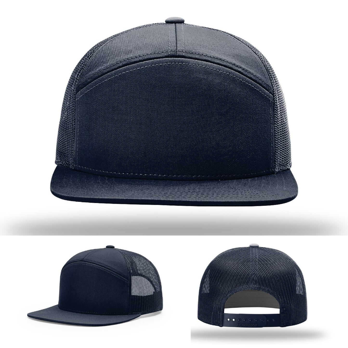 Company-branded hat with custom leather patch