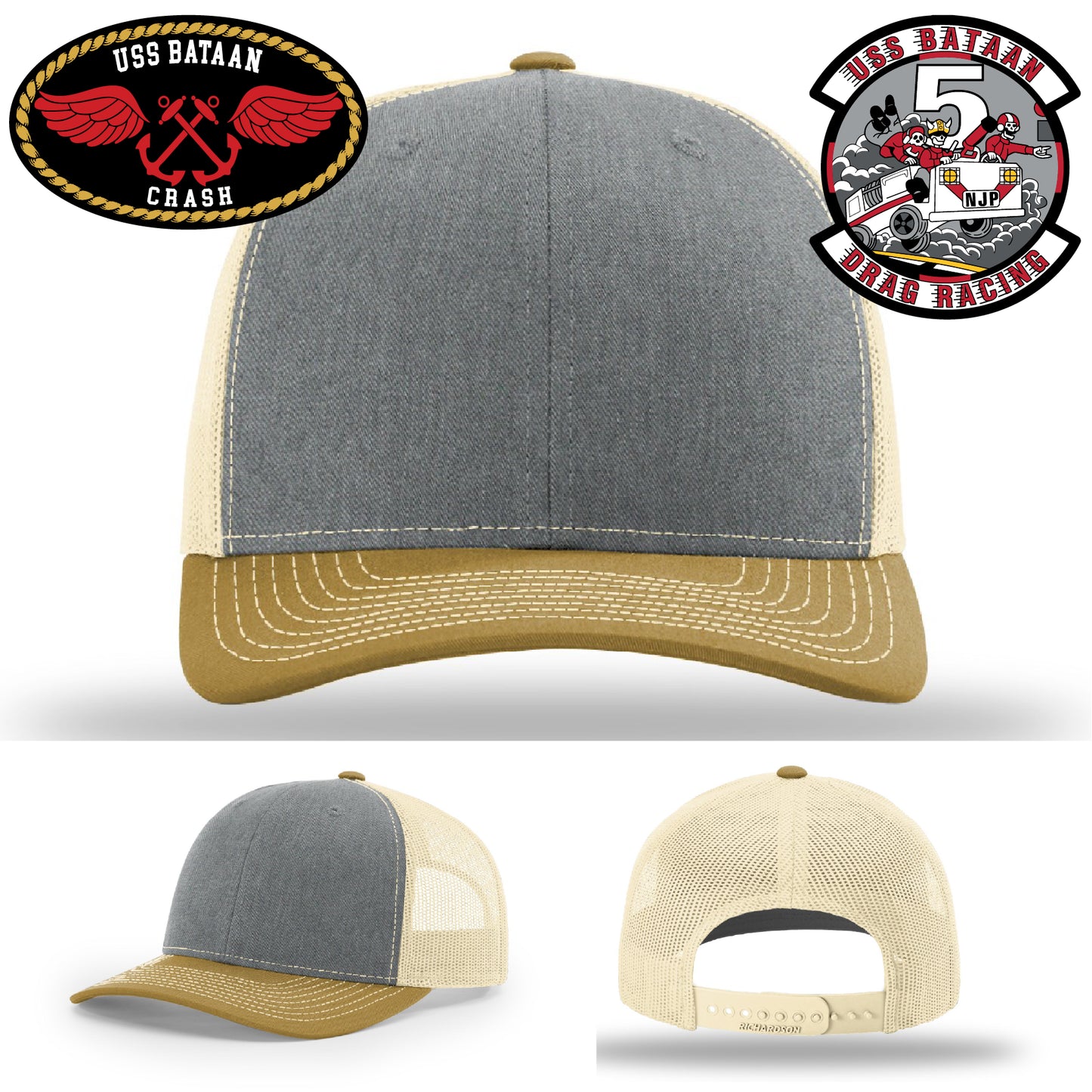 High-quality custom hat with bold USS Bataan graphic