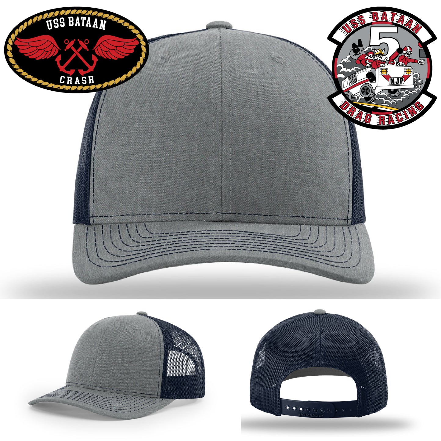 Statement hat featuring USS Bataan leather patch