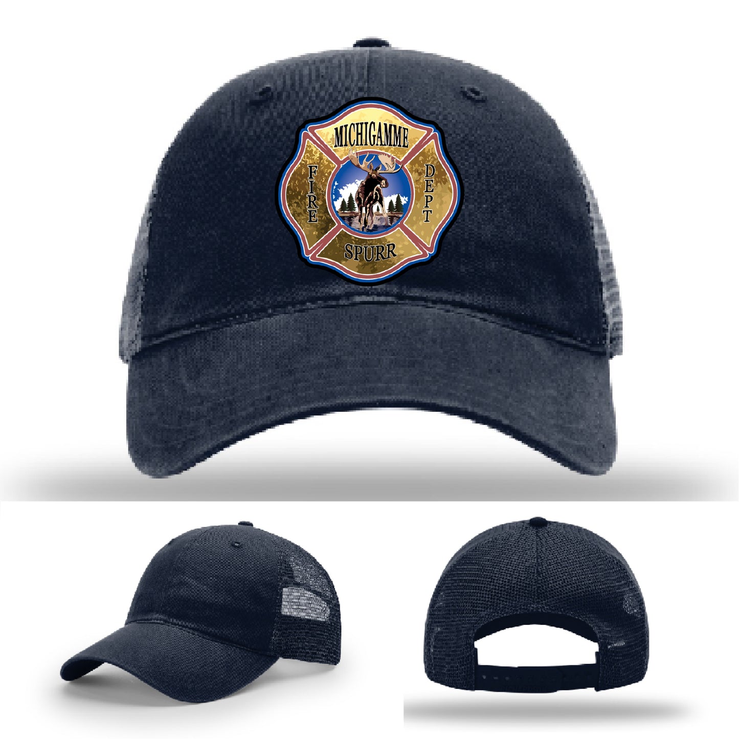 Custom firefighter leather patch hat made for department recognition – built tough and worn with pride