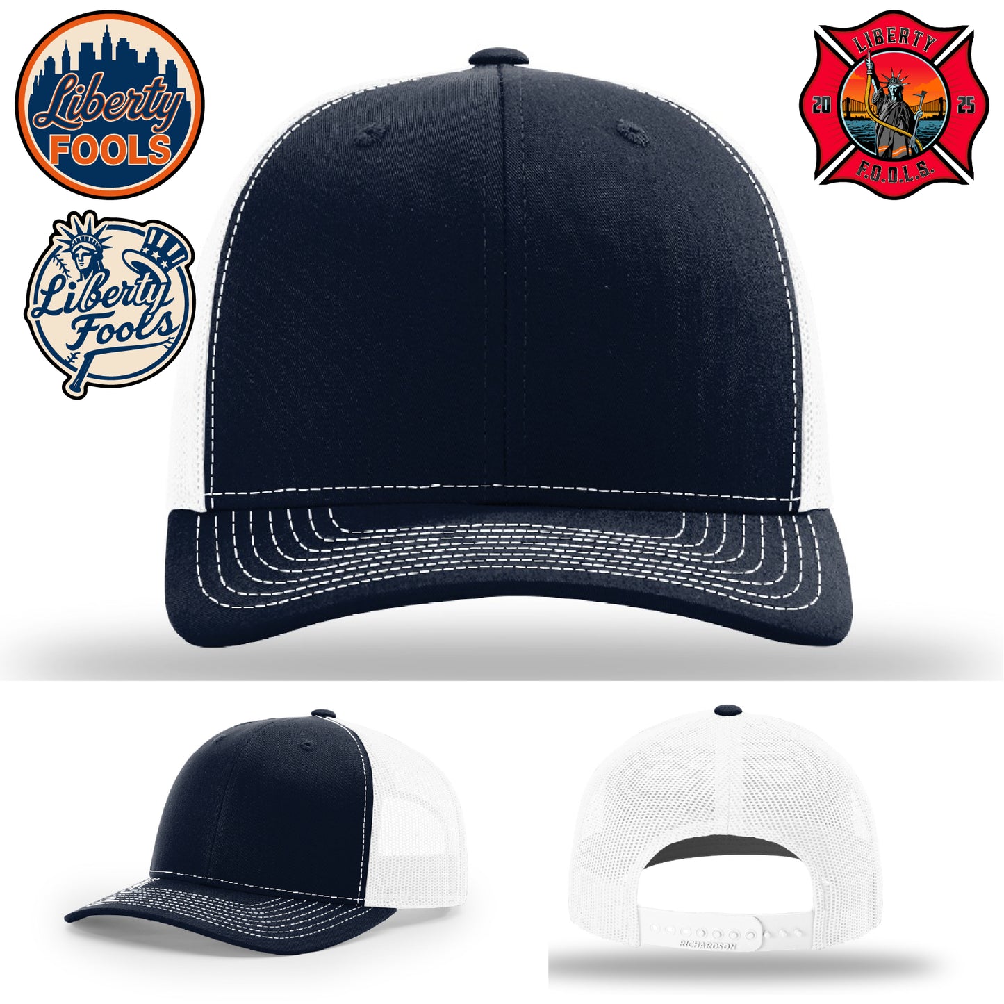 Liberty City FOOLS firefighter hat logo variants β featuring alternate logos for FOOLS supporters.