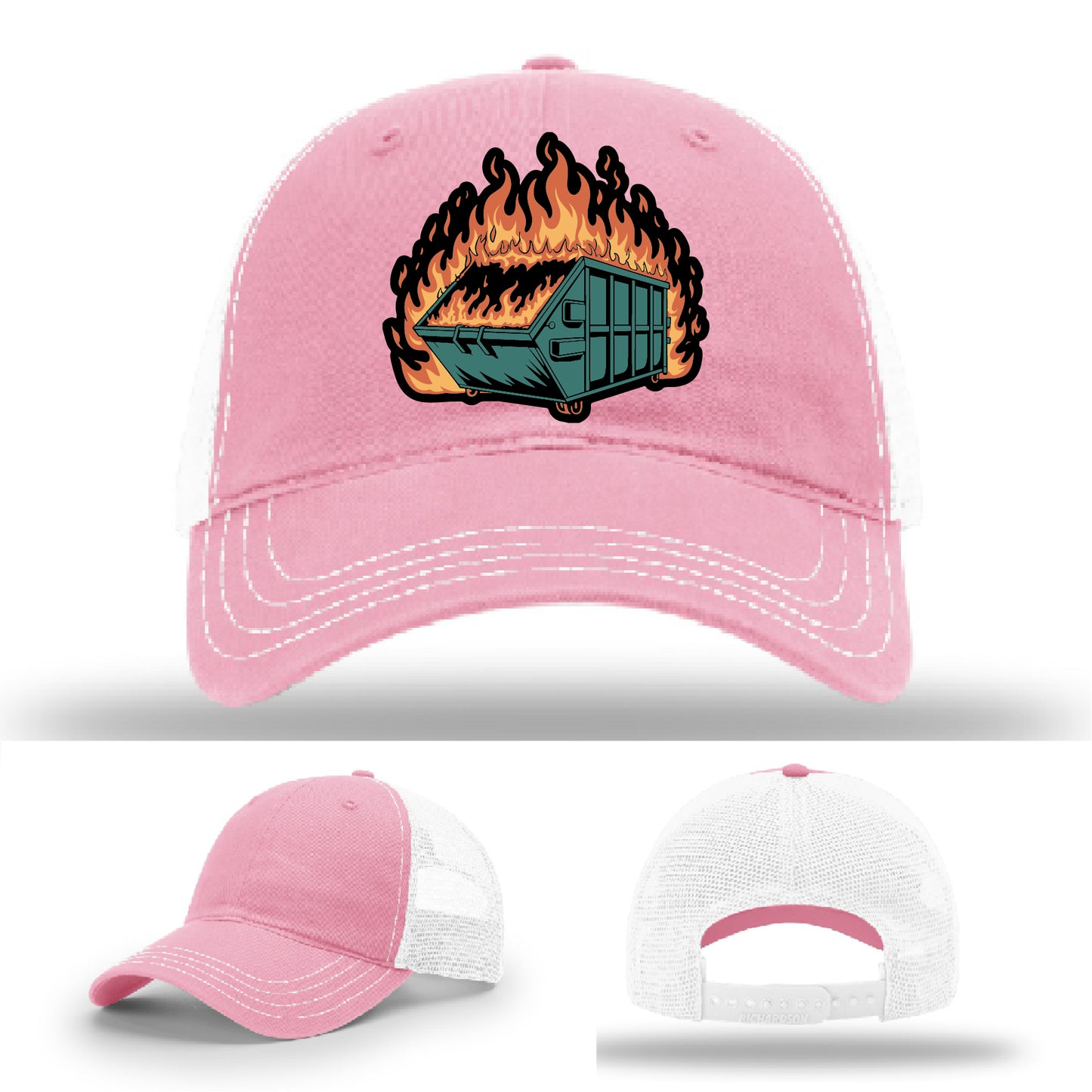 Dumpster fire patch hat – bold and sarcastic style made for life’s messiest moments – because everything’s fine… sort of
