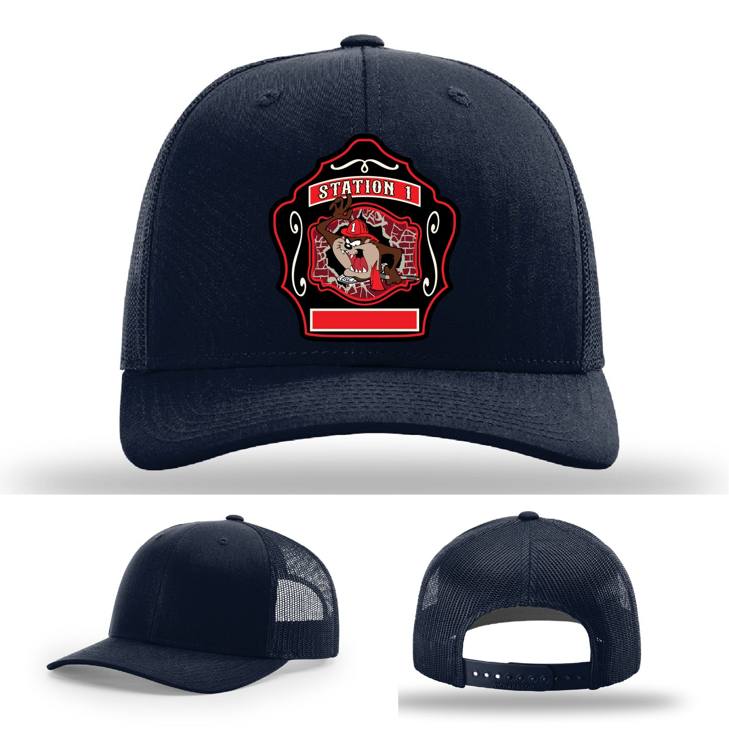 Fully custom firefighter hat made for Western Taney Fire Dept Station 1