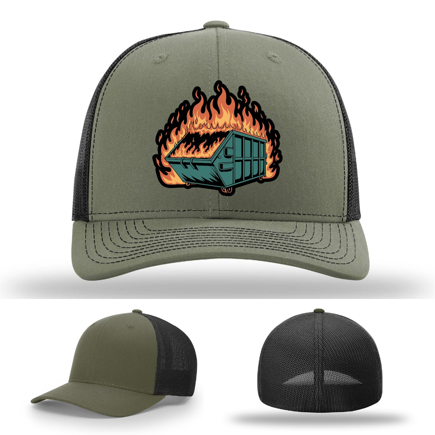 Everyday chaos hat with dumpster fire leather patch for fans of controlled chaos – the hat that gets your life