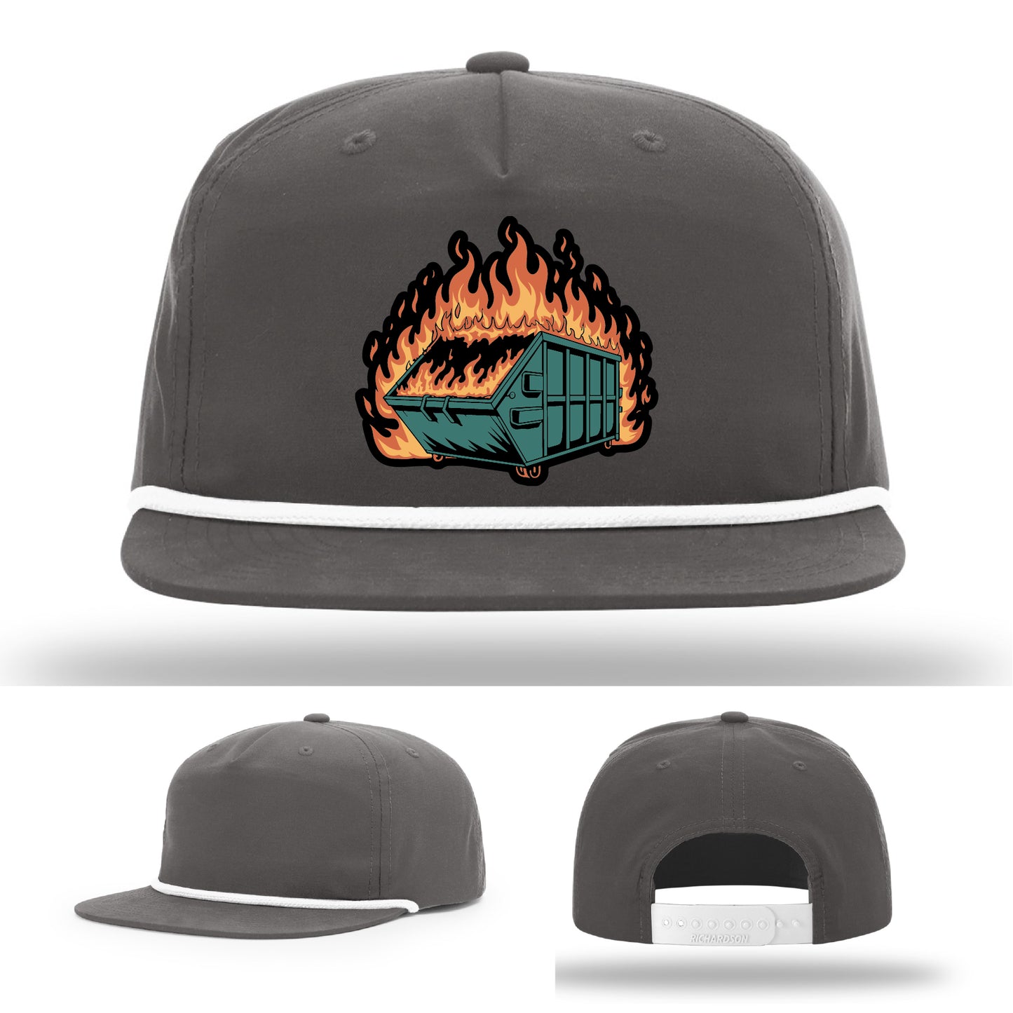 Dumpster fire patch hat – bold and sarcastic style made for life’s messiest moments – because everything’s fine… sort of