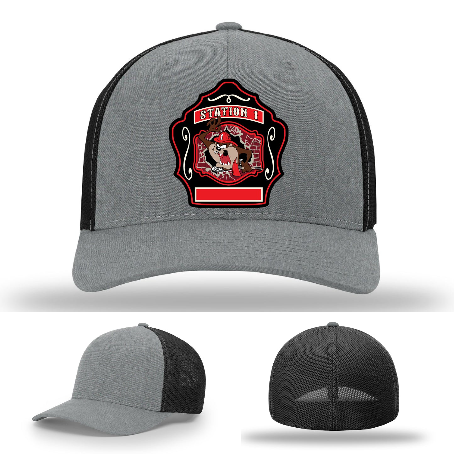 Custom Station 1 leather patch hat for Western Taney Fire Department