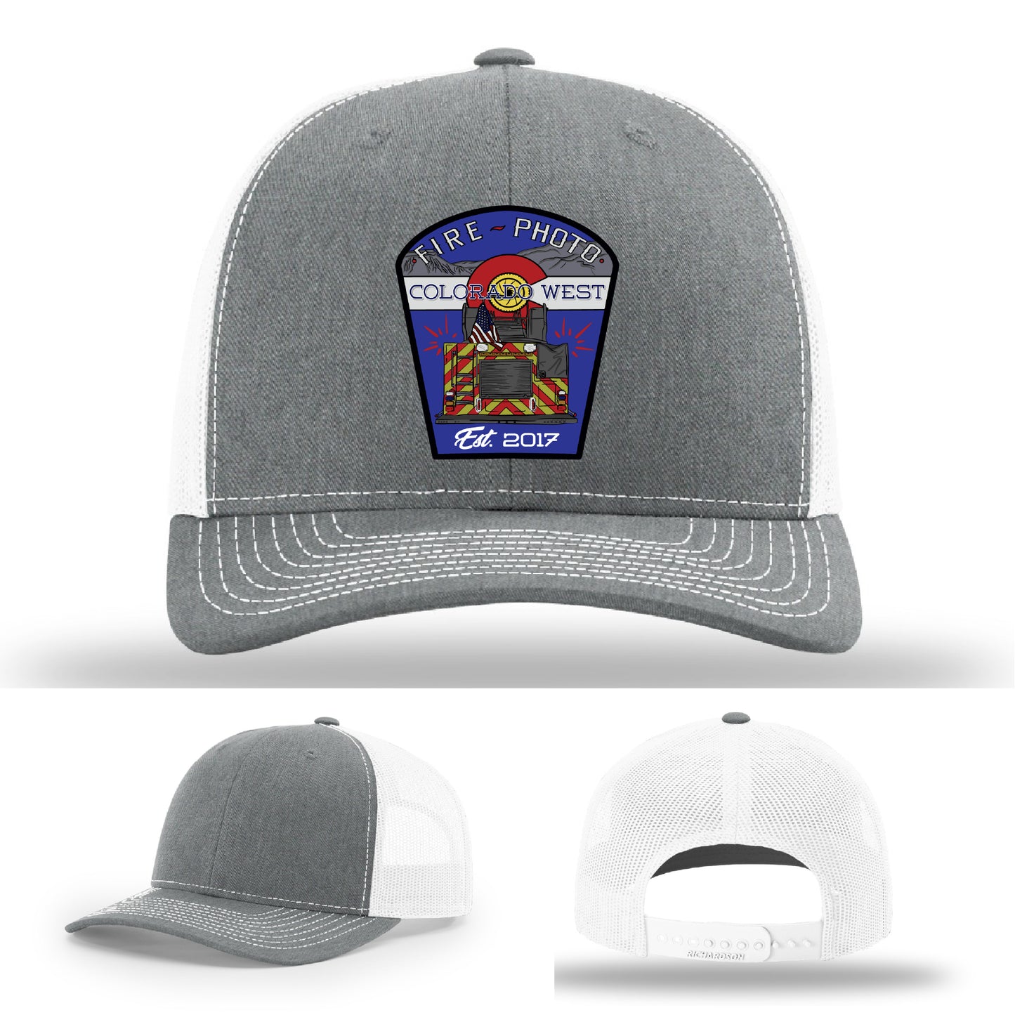 Custom firefighter hat featuring full color fireground tribute patch – USA firefighter hat with leather detail