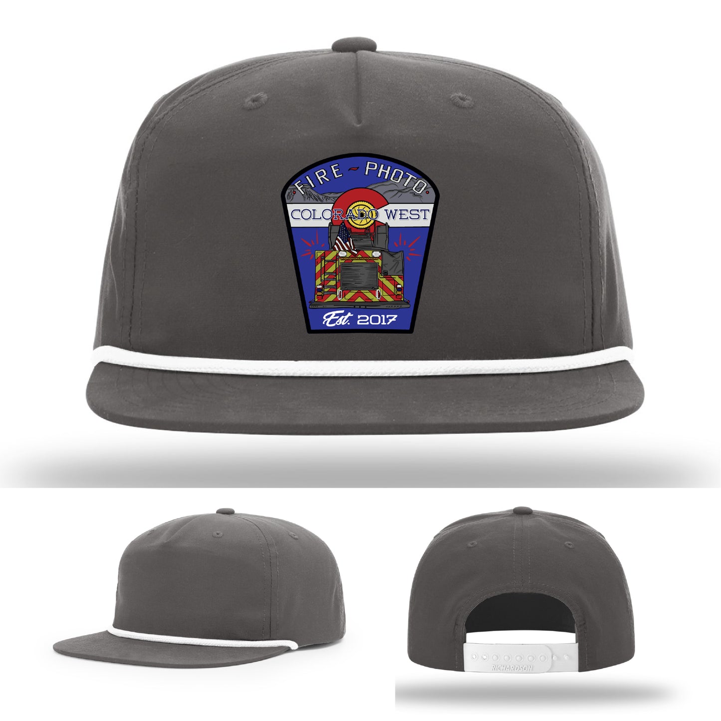 Department pride displayed in this design celebrating firefighter photographers – firefighter logo hat with patch