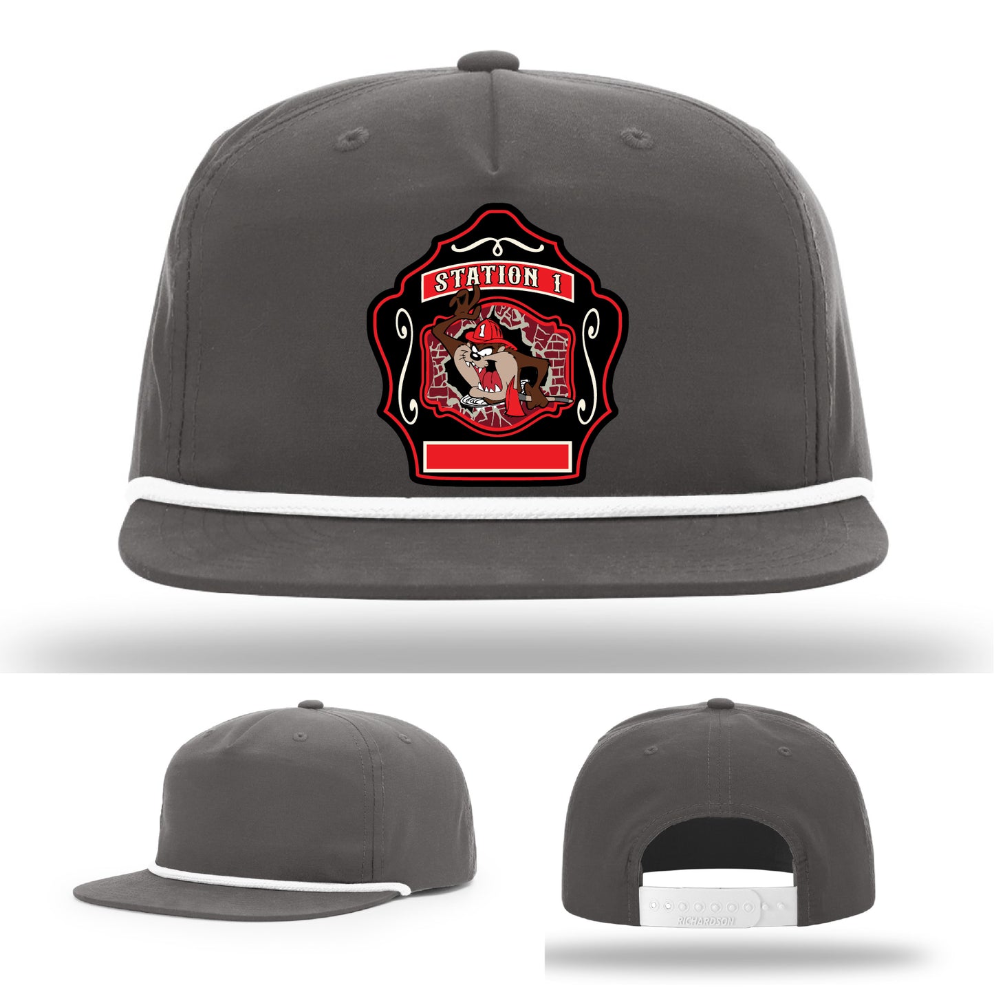 Western Taney Station 1 crew hat with full custom leather patch