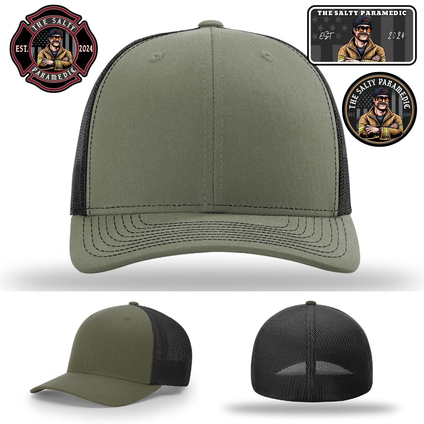 Bold patch design on The Salty Paramedic custom hat