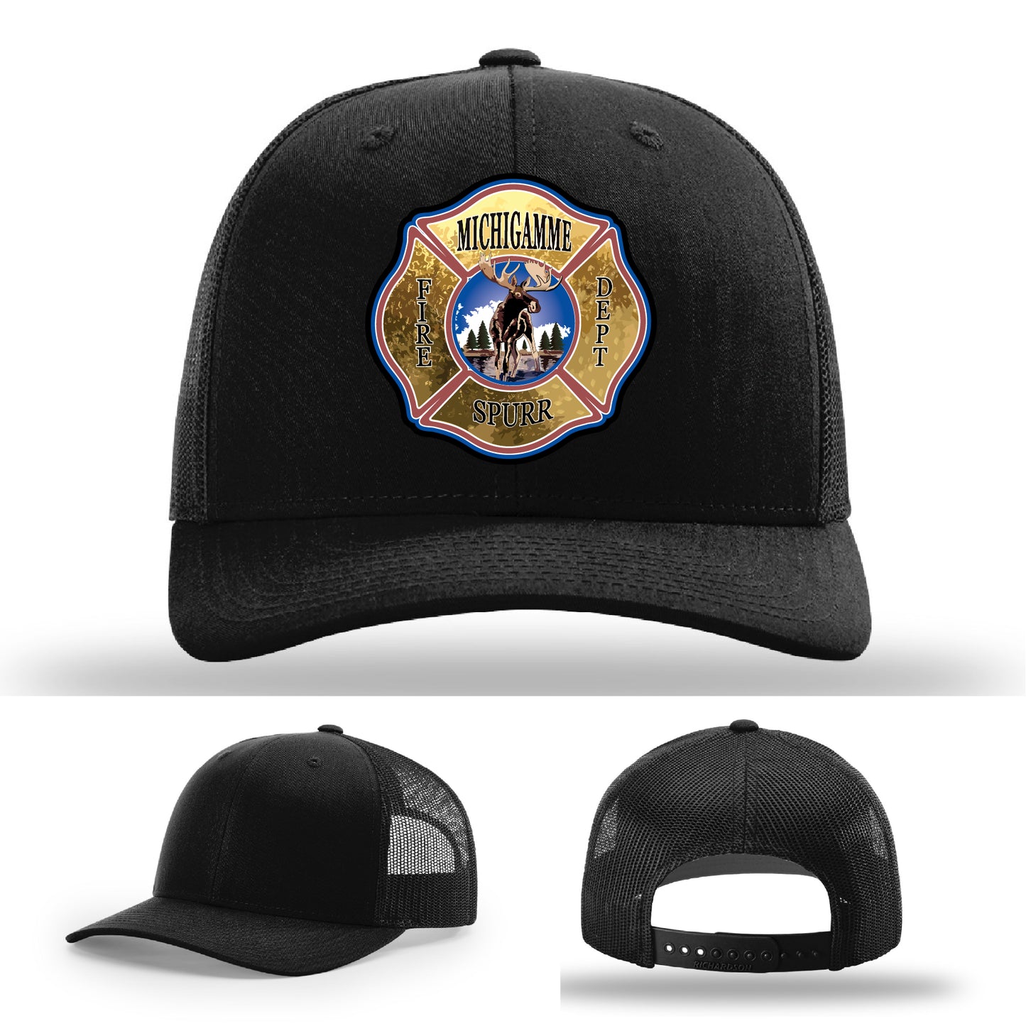 Firefighter hat with department patch showing custom station detail – station-ready for any fire crew