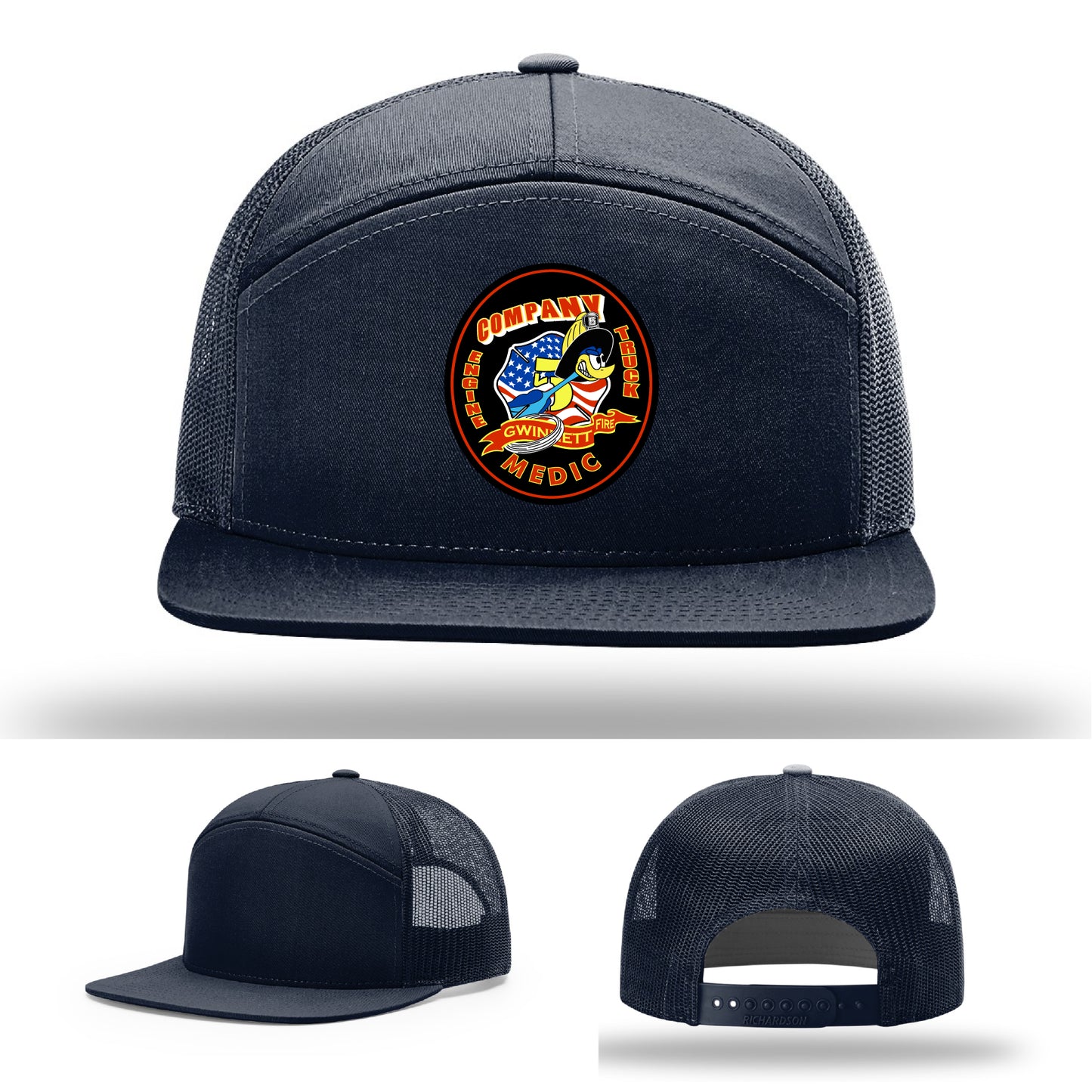 Richardson firefighter hat with Gwinnett fire patch on Richardson-style hat