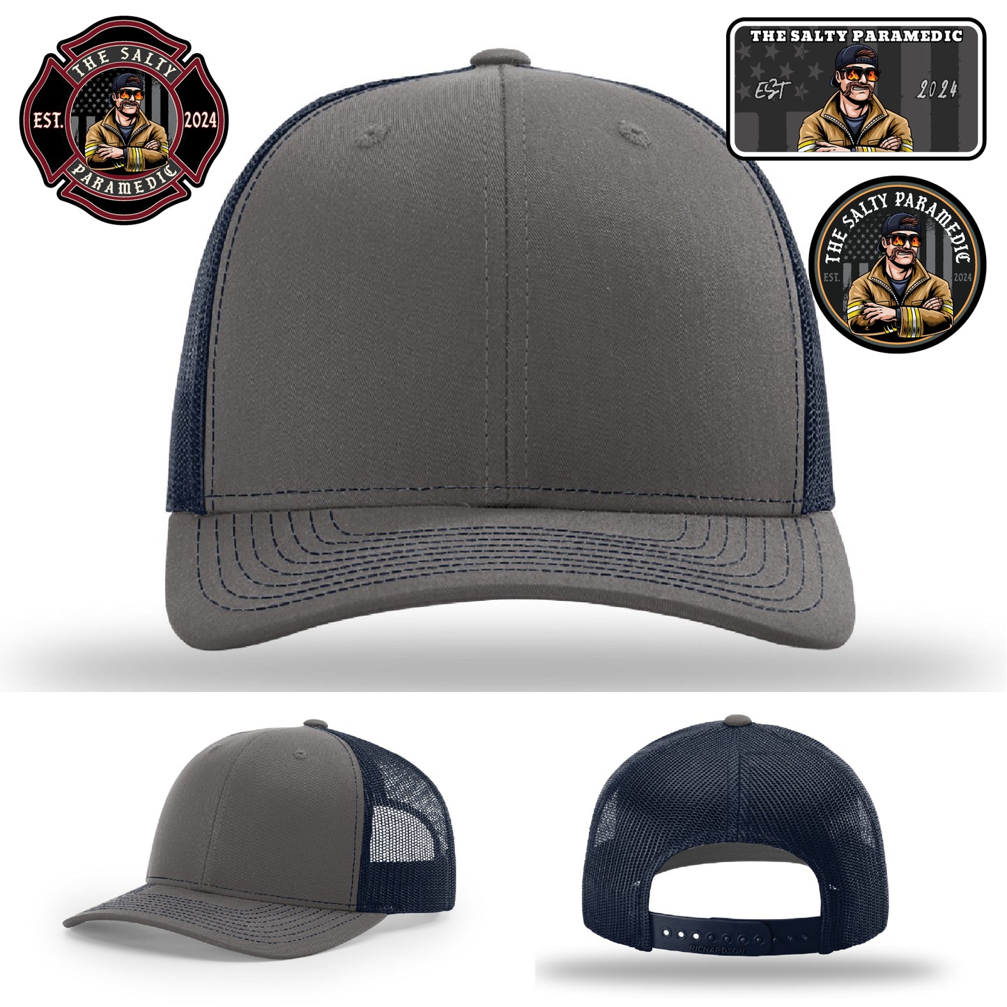 Side profile of The Salty Paramedic hat with rugged patch