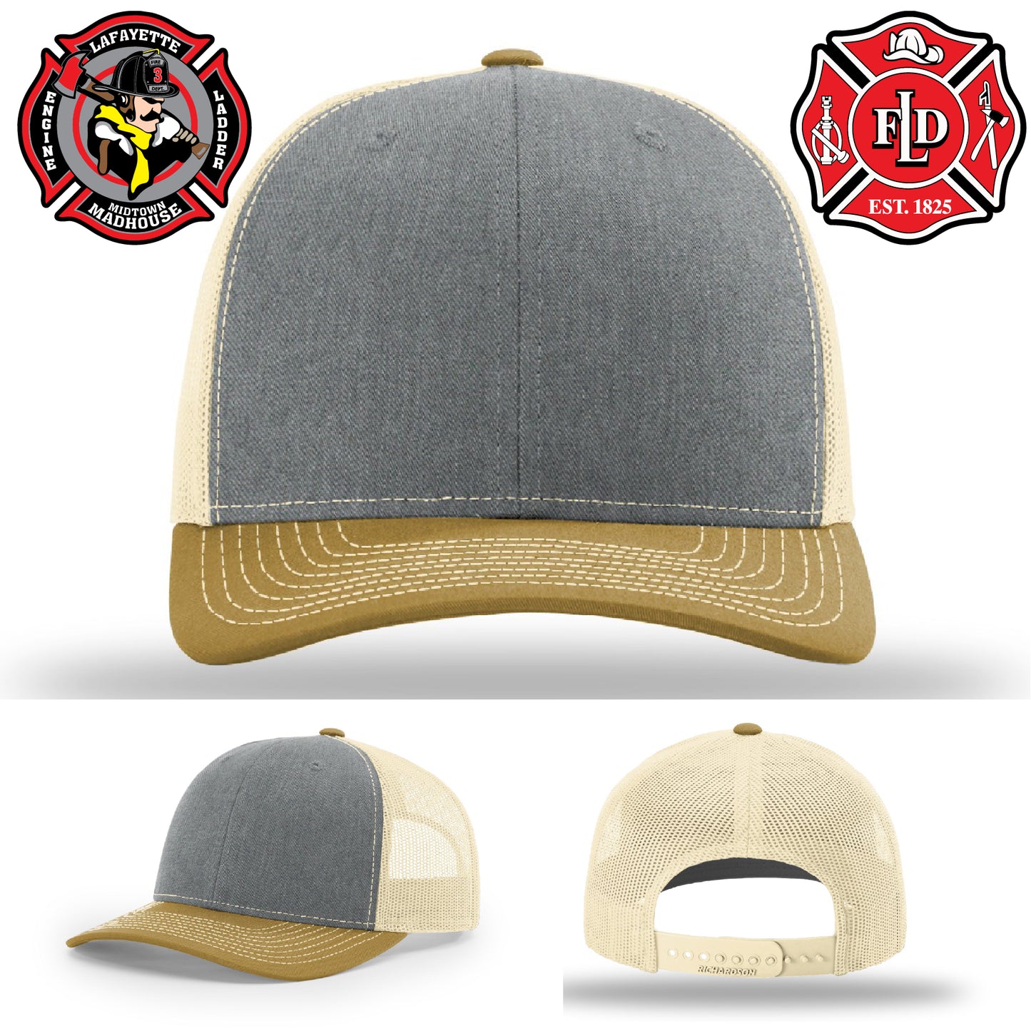 Custom fire crew leather patch hat with custom fire logos – crafted to represent your crew