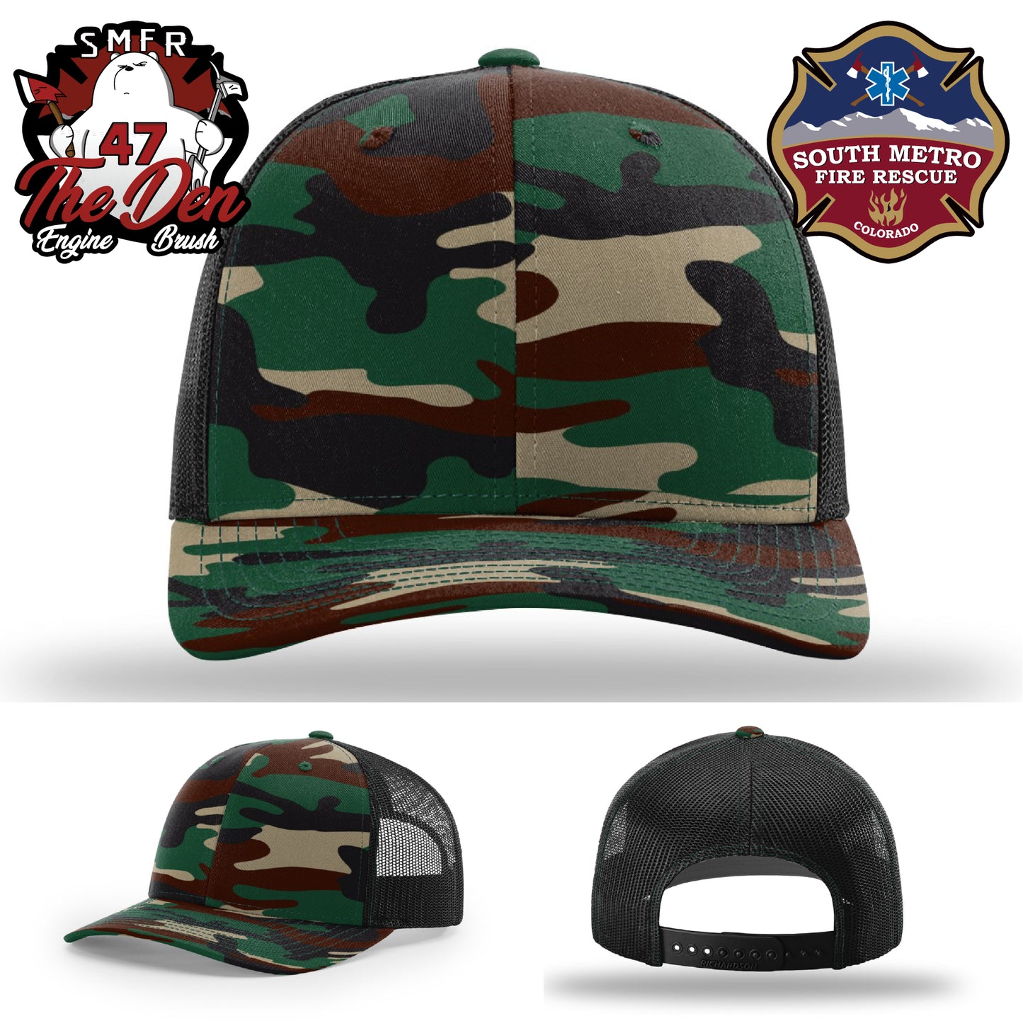 Engine 47 firefighter leather patch hat with custom artwork