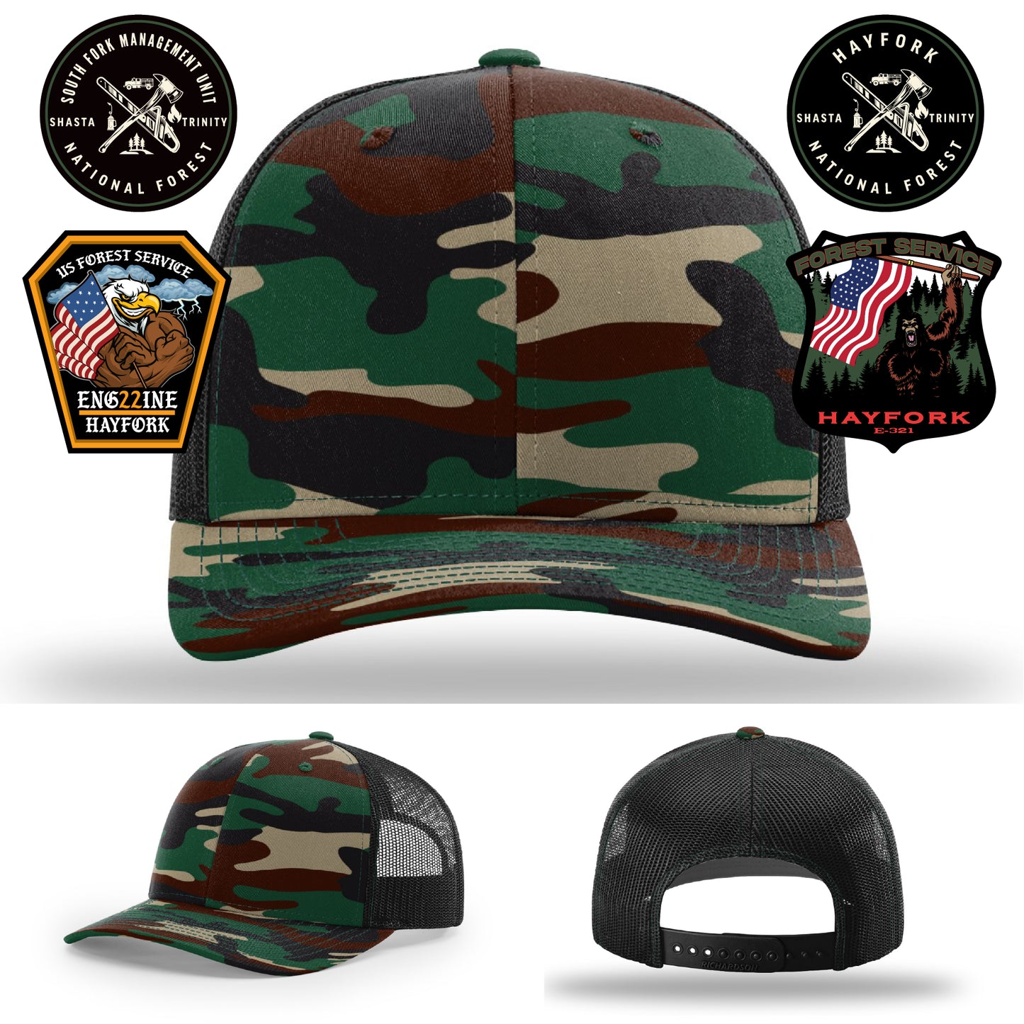 Elite firefighter patch hat for Hayfork Nation Forest