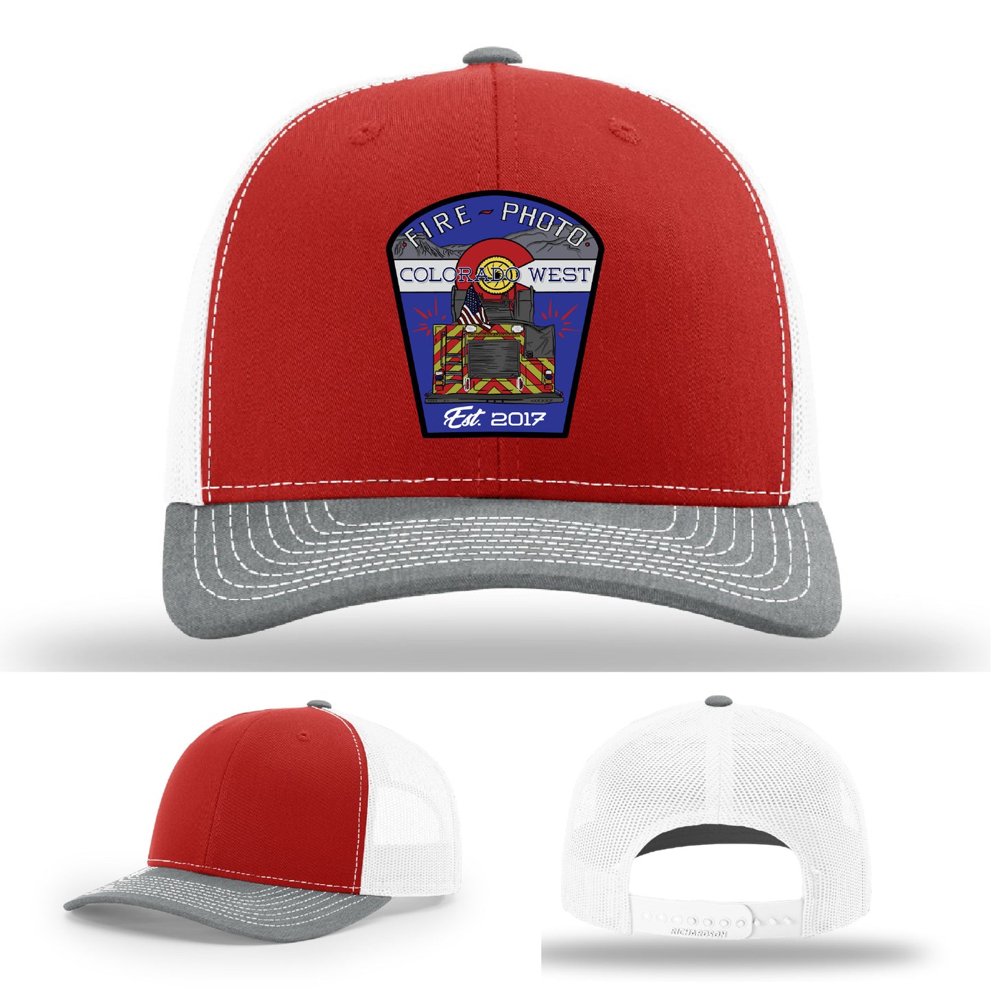 Custom firefighter hat featuring design celebrating firefighter photographers – first responder custom hat