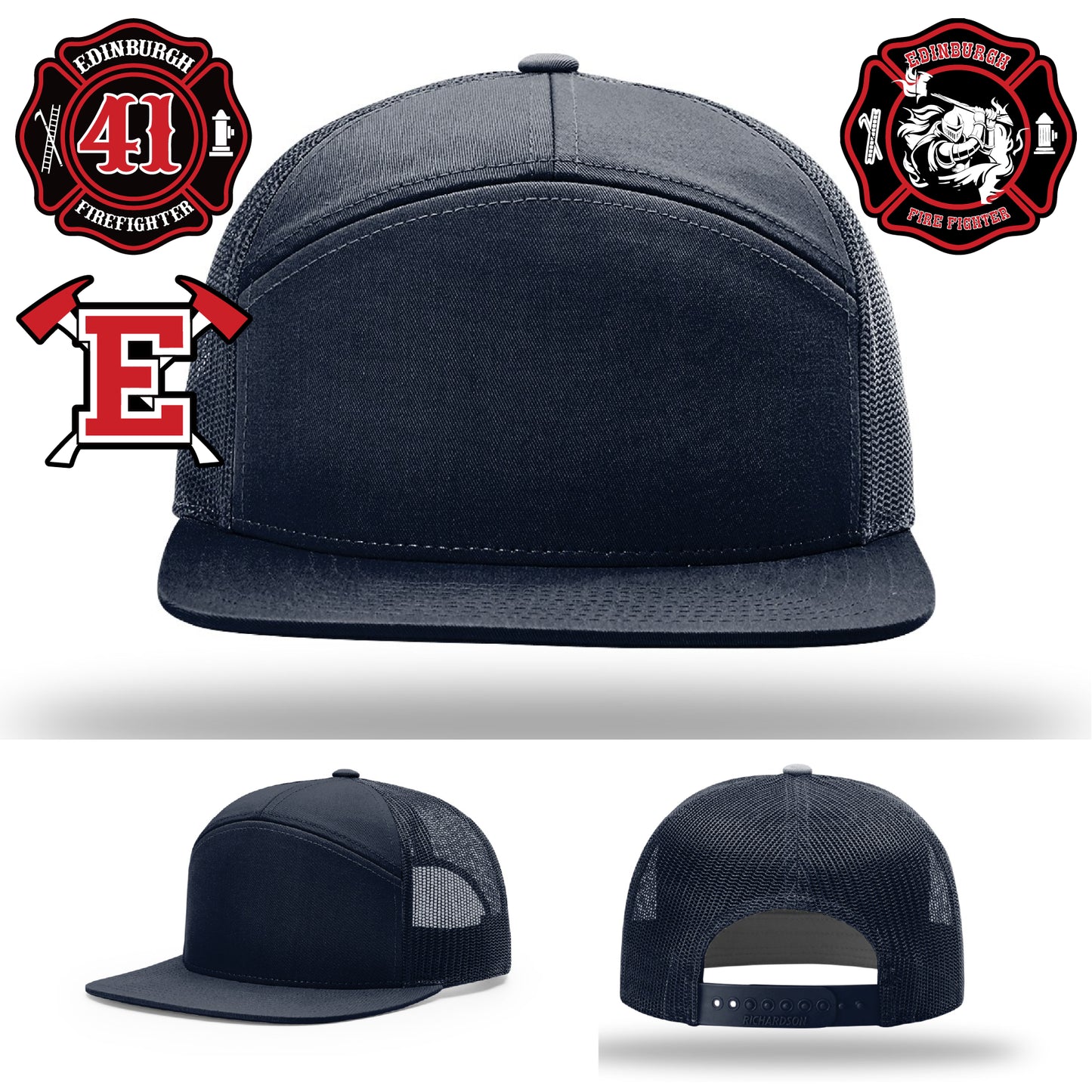 Fire department style hat with clear patch statement