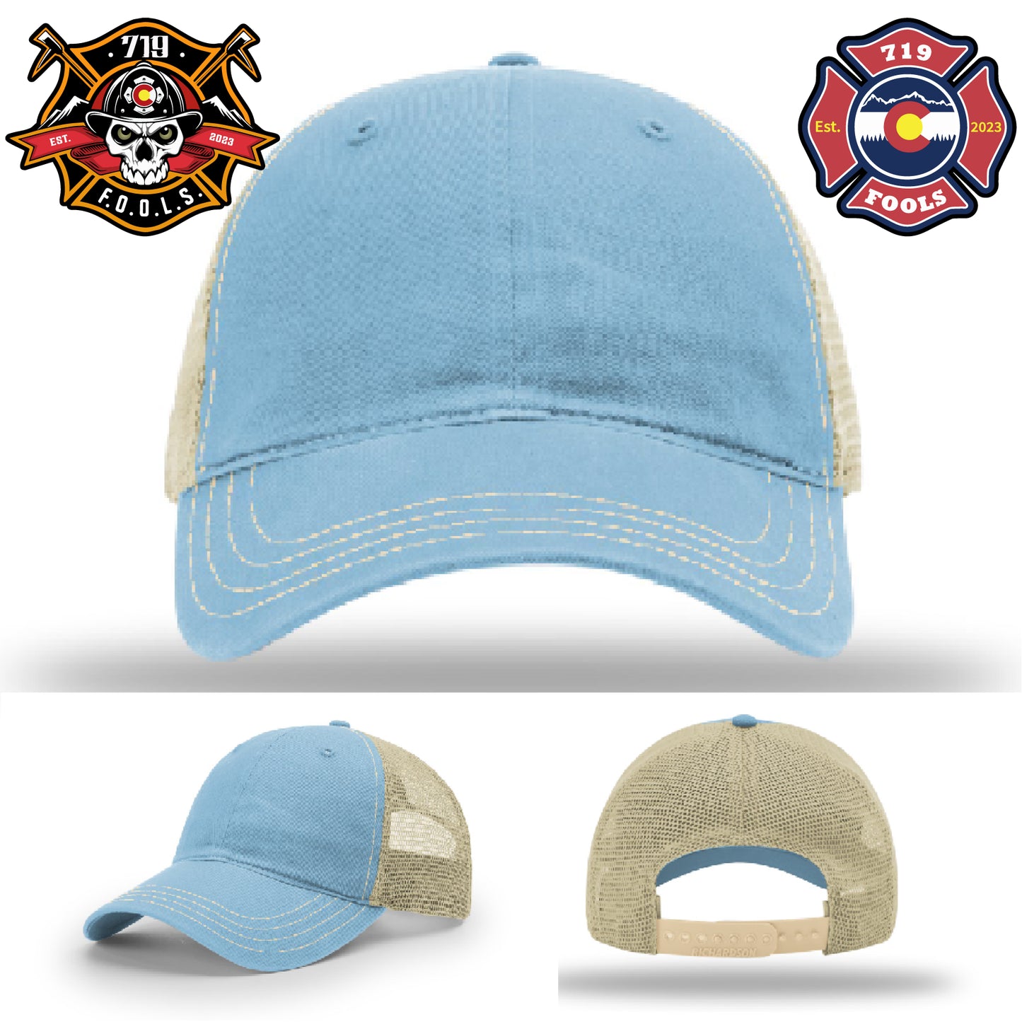 Custom 719 FOOLS firefighter patch featured on Richardson hat