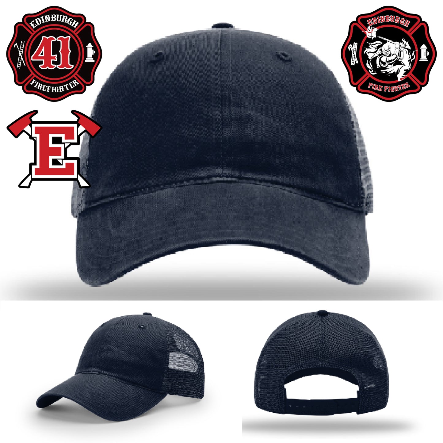 Bold leather patch hat made for fire department crews