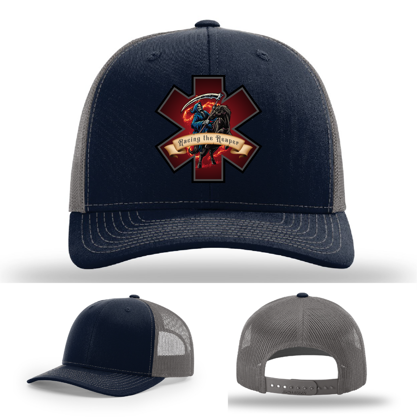 Firefighter hat patch designs – Grim Reaper Racing the Reaper leather variants