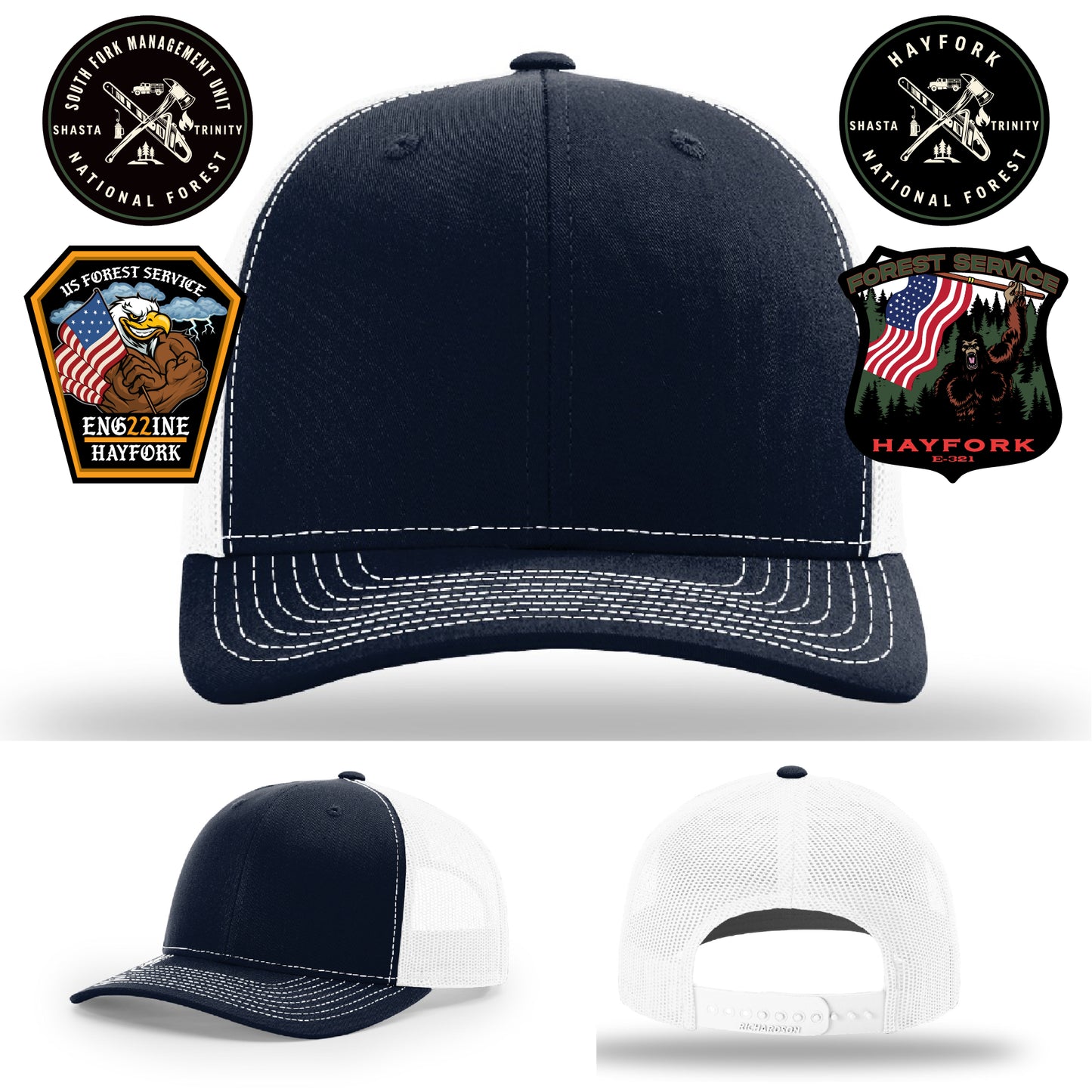 Hayfork Nation Forest team hat with firefighter branding