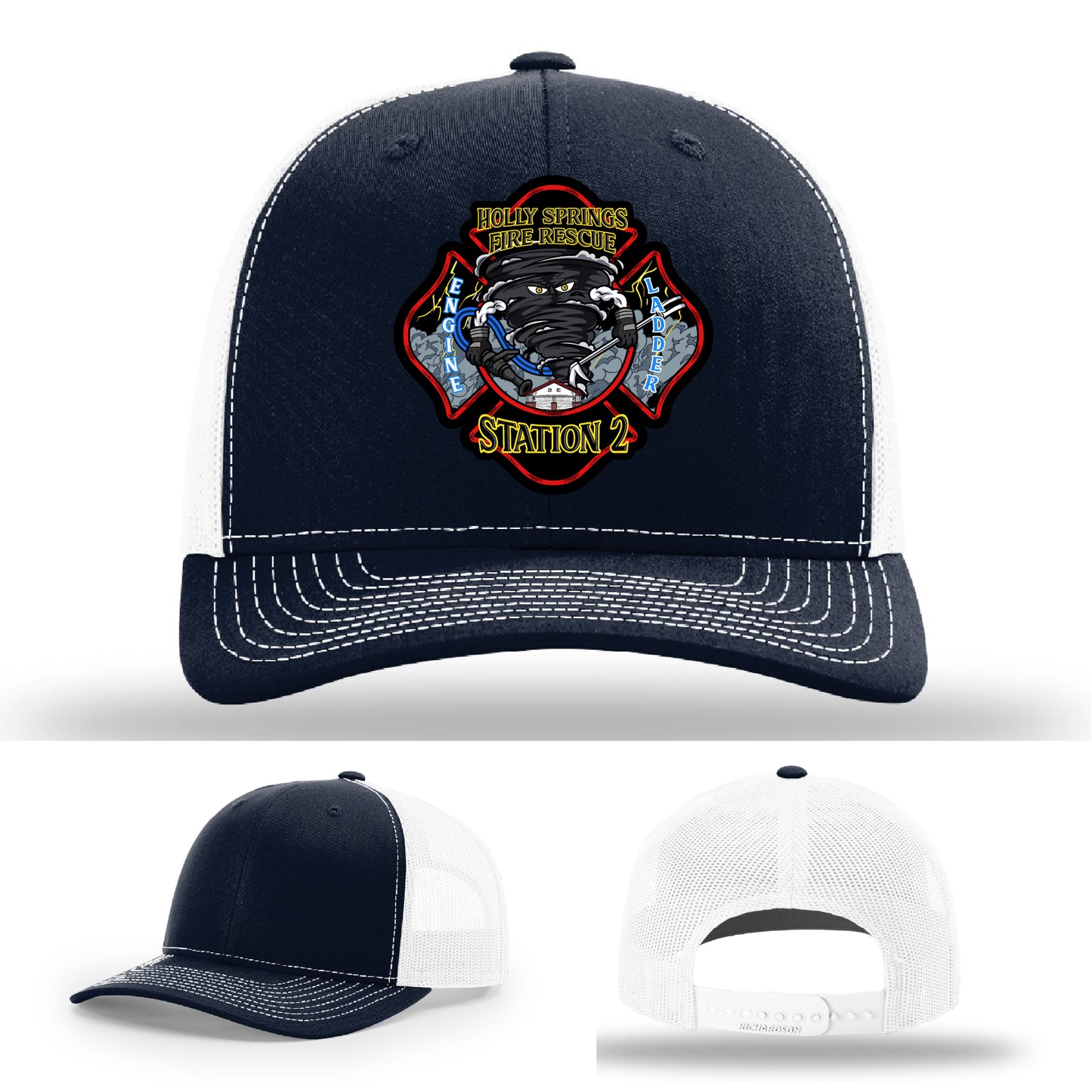 Station 2 firefighter team gear featuring custom department hat