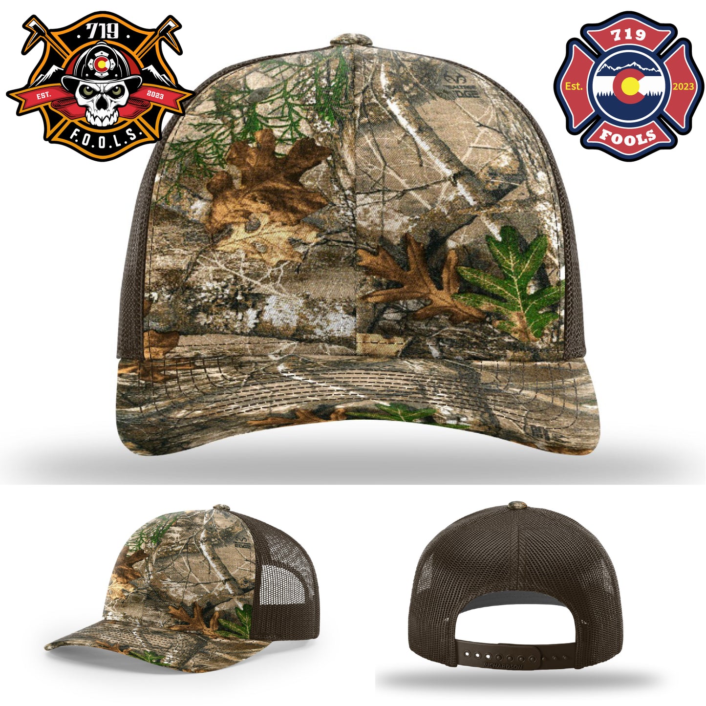 Firefighter leather patch hat – 719 FOOLS design on Richardson