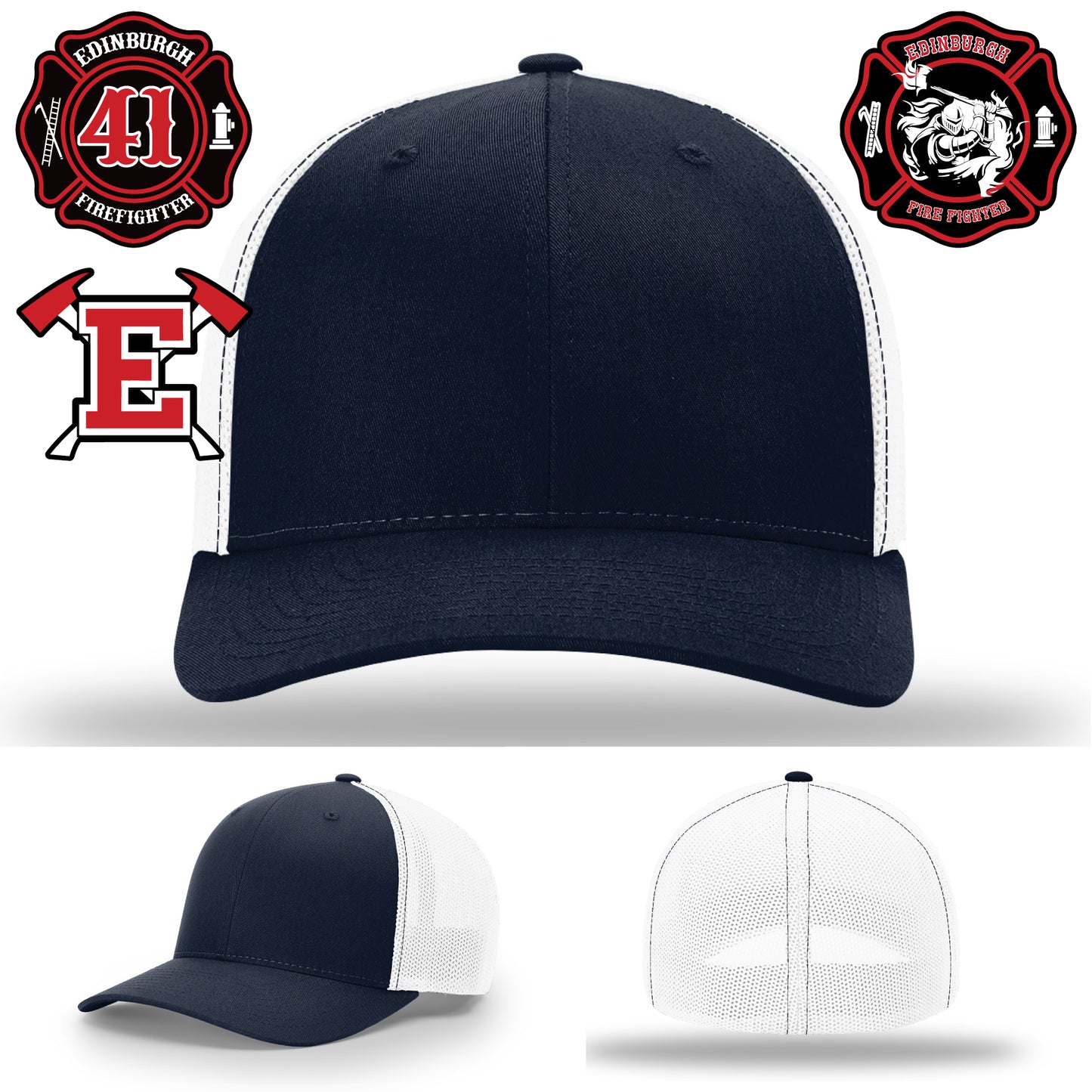 Professional firefighter hat featuring custom leather art