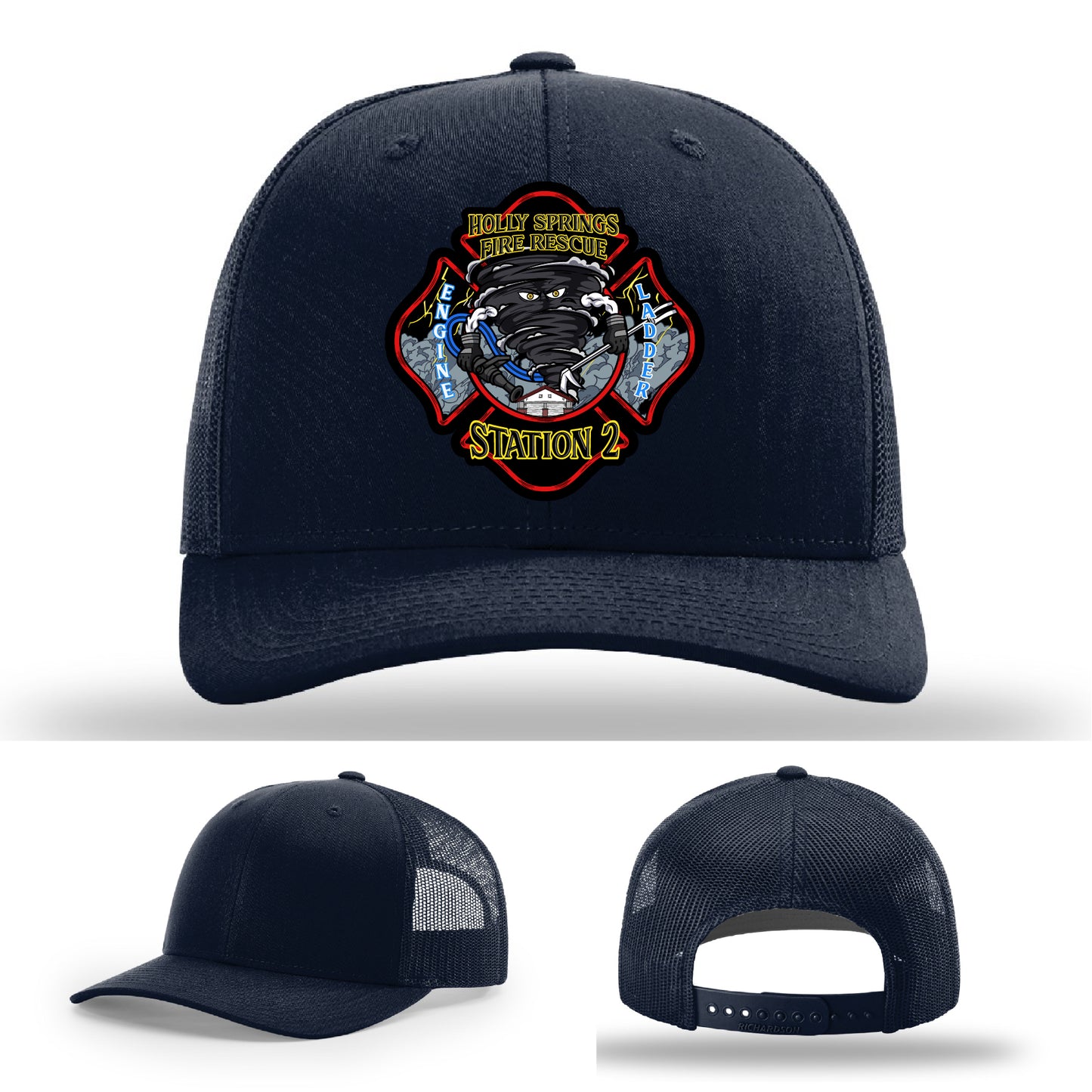 Holly Springs Station 2 leather firefighter patch hat for crews