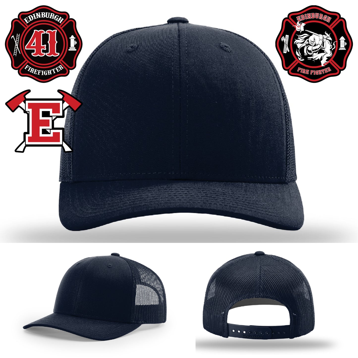 Fire department hat with clean leather patch detail