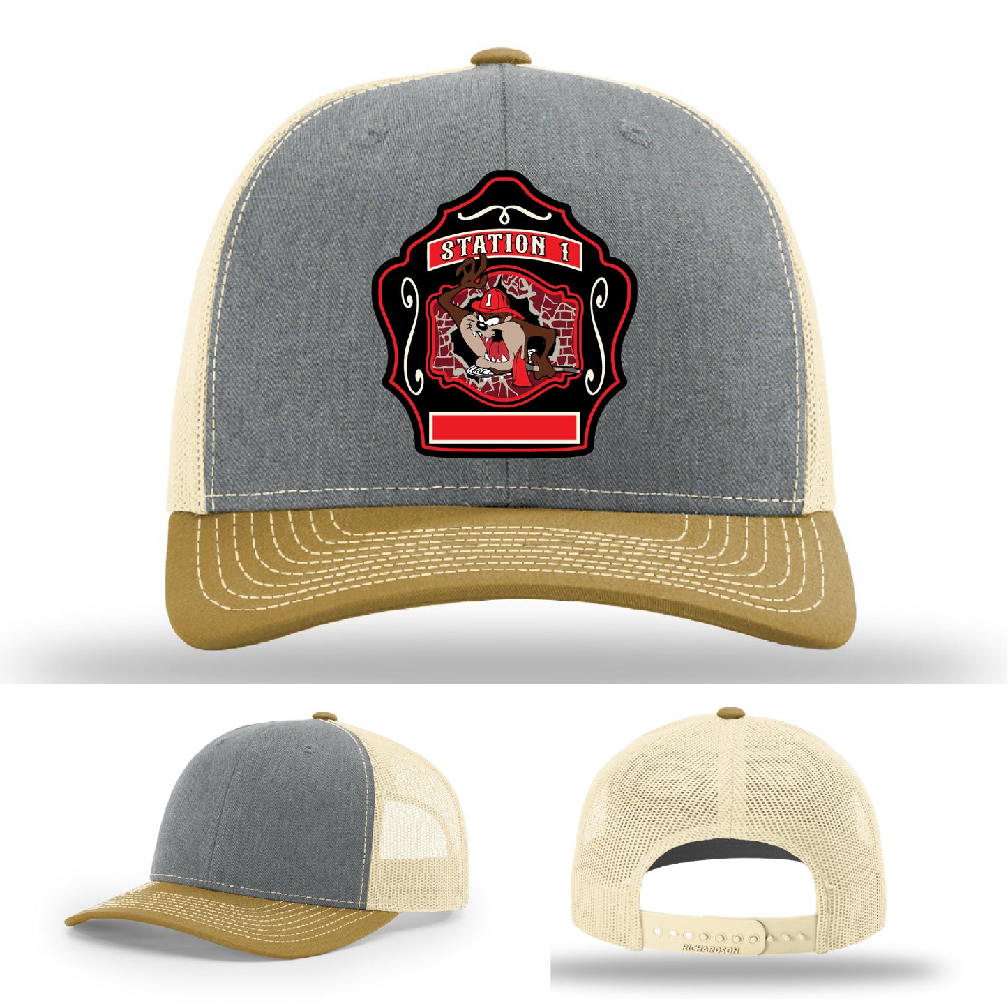 Western Taney leather patch firefighter hat for Station 1 members