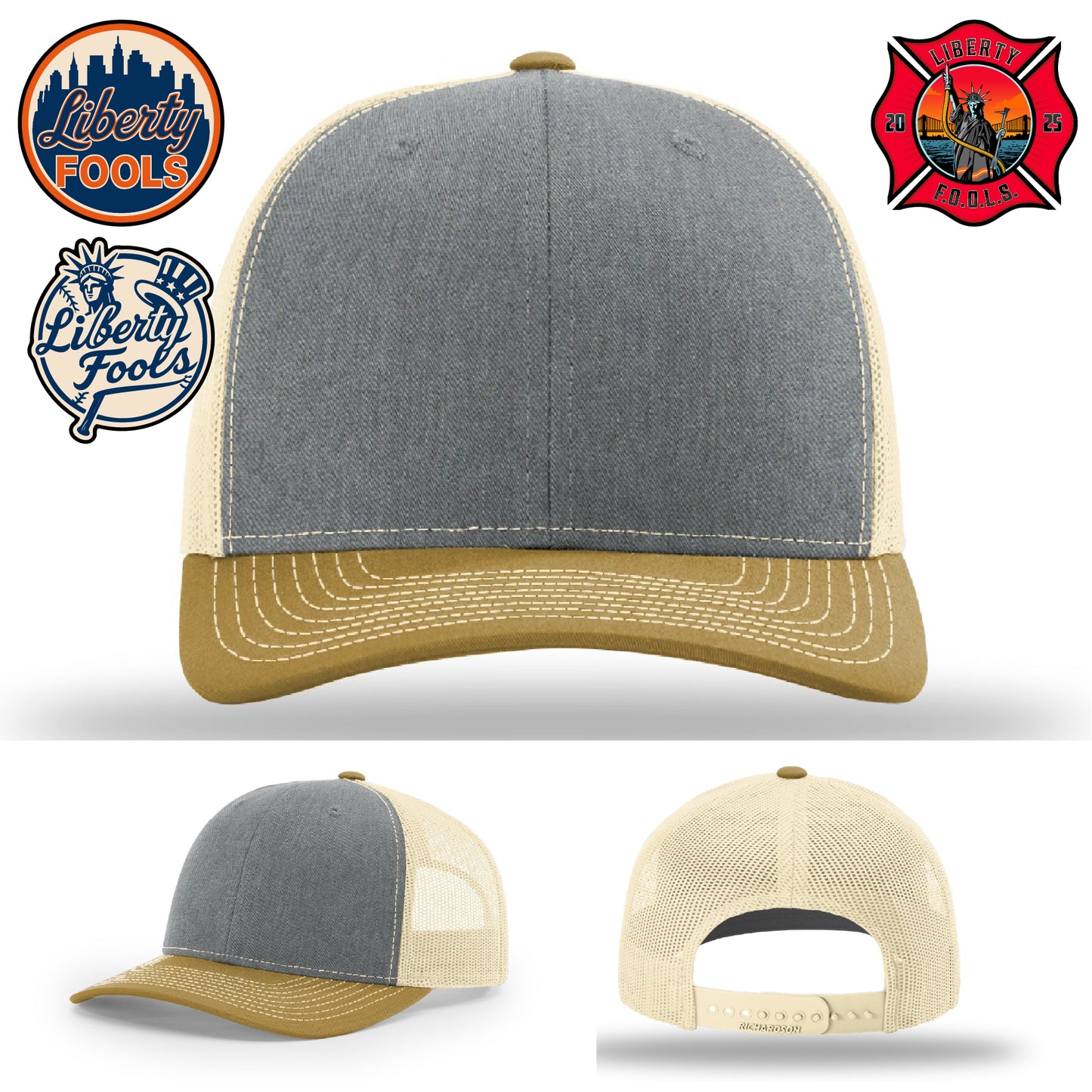 Liberty City FOOLS firefighter hat logo variants β branding elements for FOOLS gear previewed.