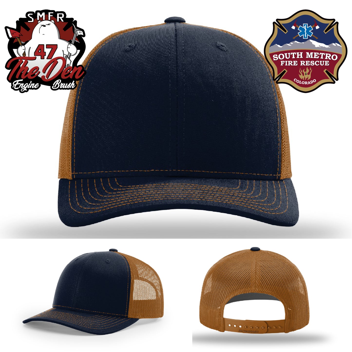 Firefighter pride hat with Engine 47 leather patch