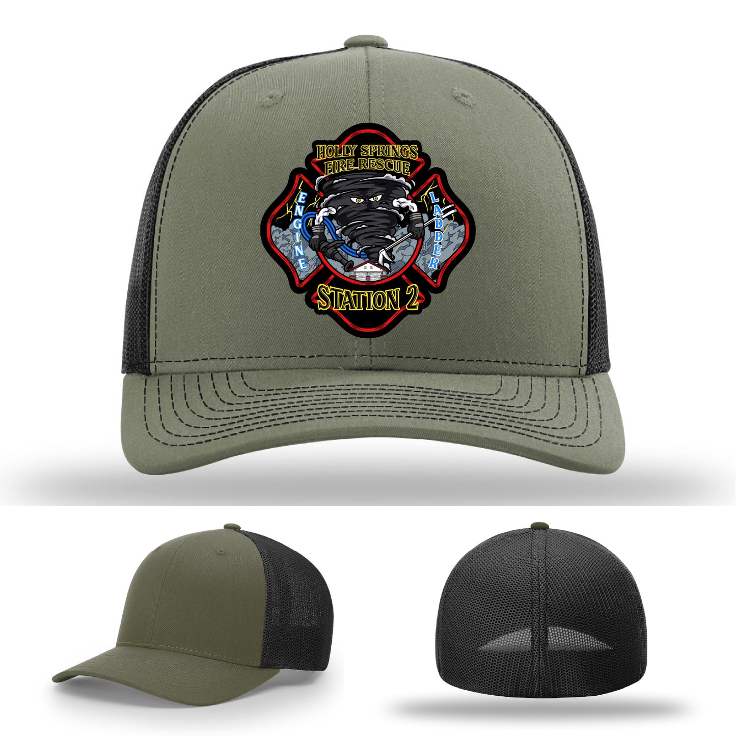 High-quality custom firefighter hat for Holly Springs Station 2