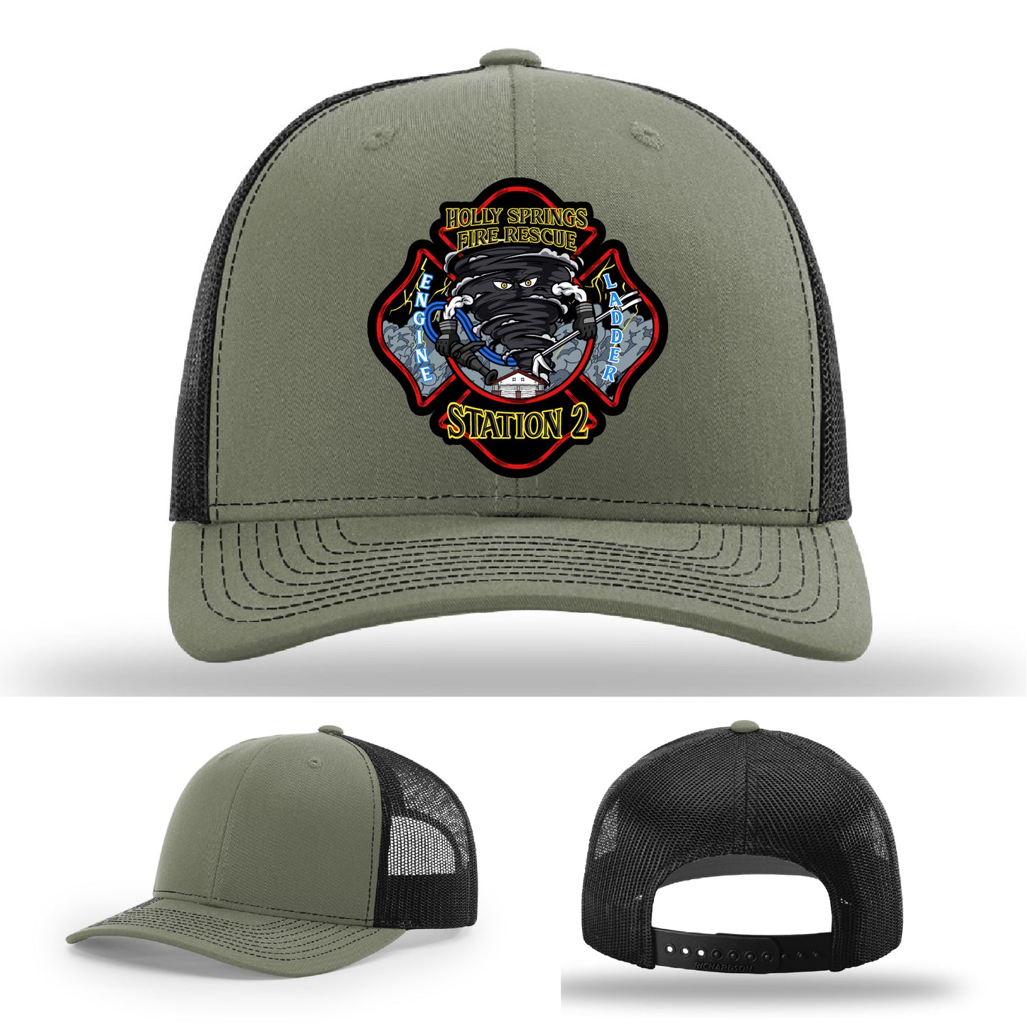 Holly Springs Station 2 fire crew gear—custom patch hat design