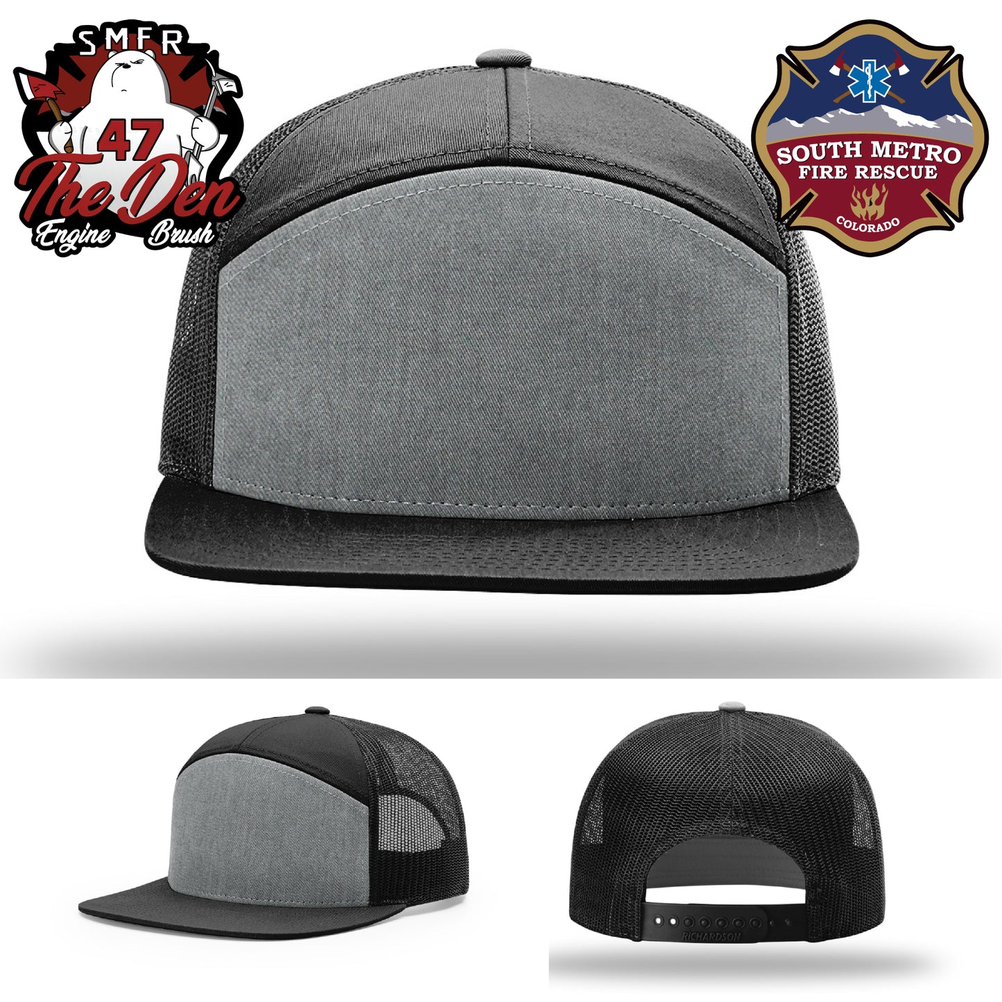 South Metro firefighter team leather patch hat design