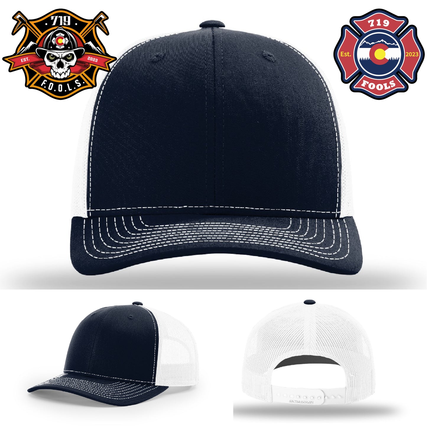 Leather patch firefighter hat – Richardson with 719 FOOLS detail