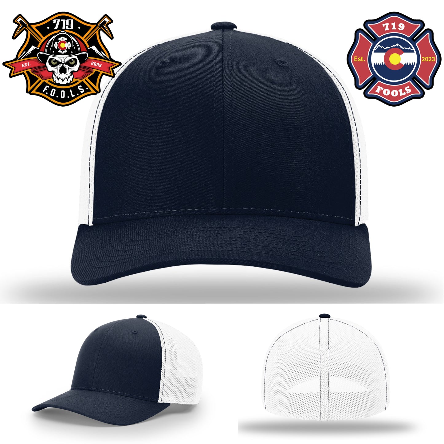 719 FOOLS fire patch on authentic Richardson firefighter hat