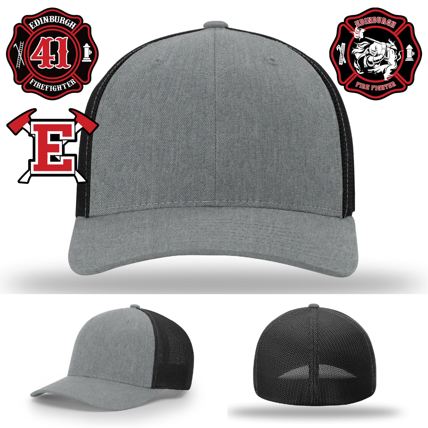 Fire service branded hat with professional leather patch