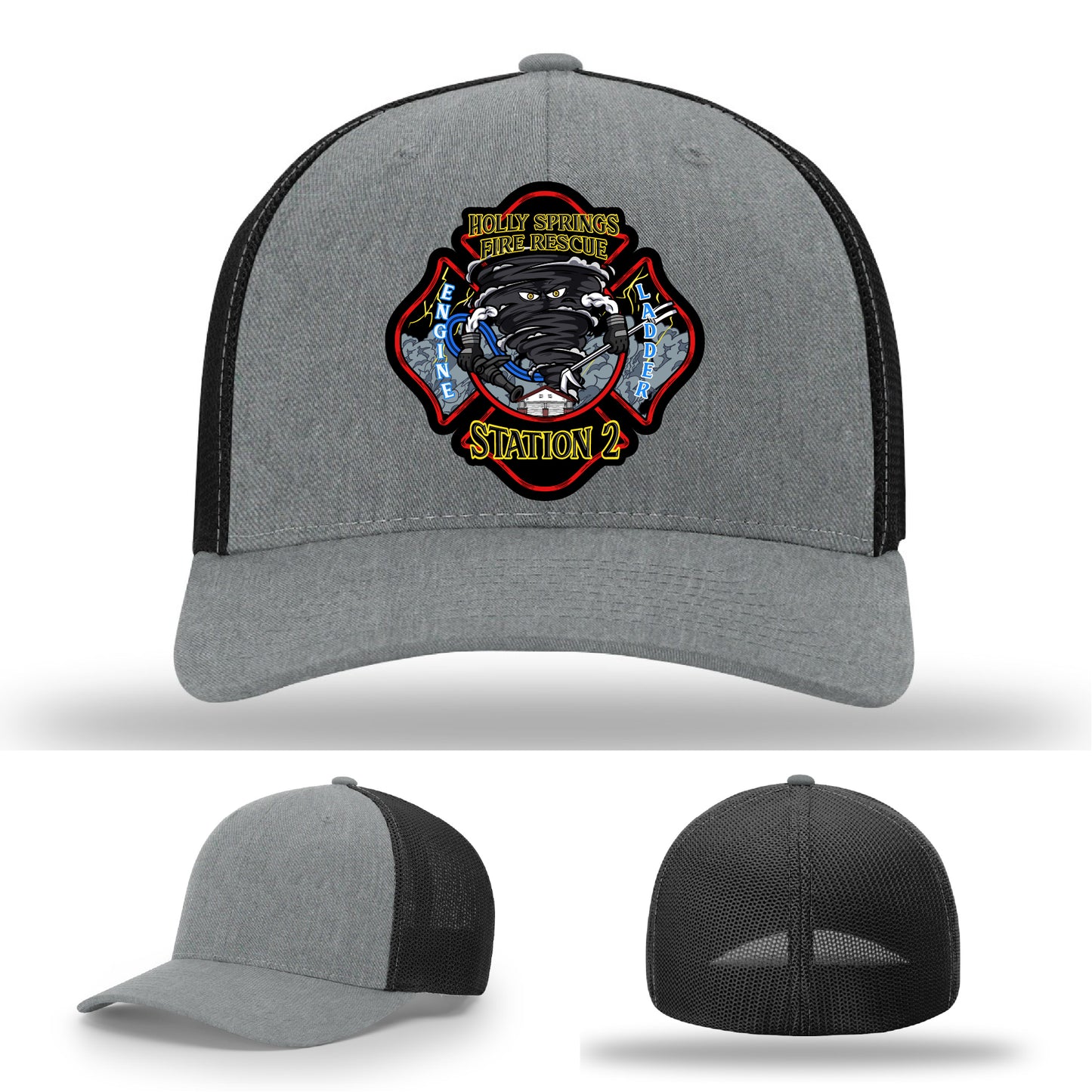Leather patch hat custom made for Holly Springs FD Station 2