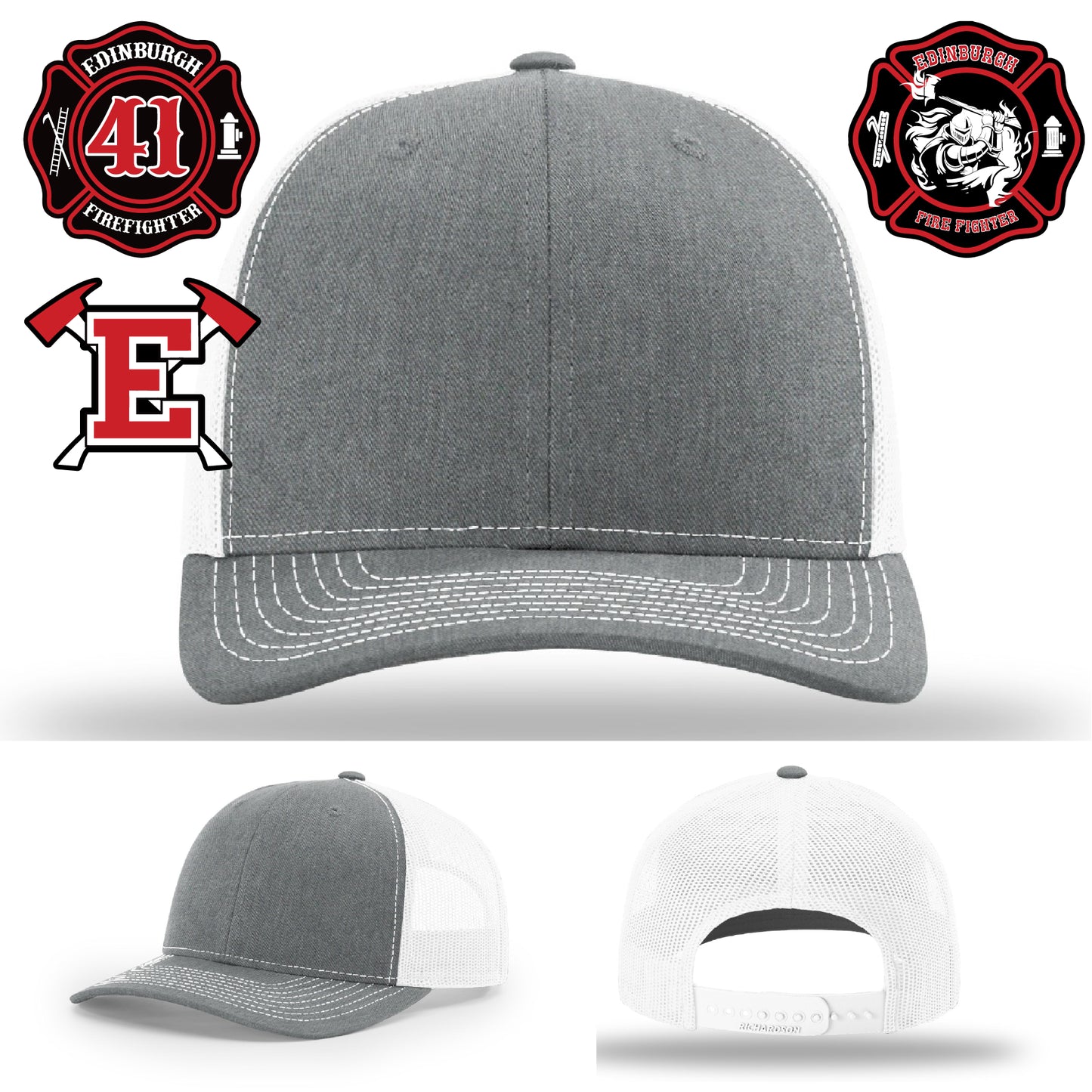 Customized fire hat with detailed patch design