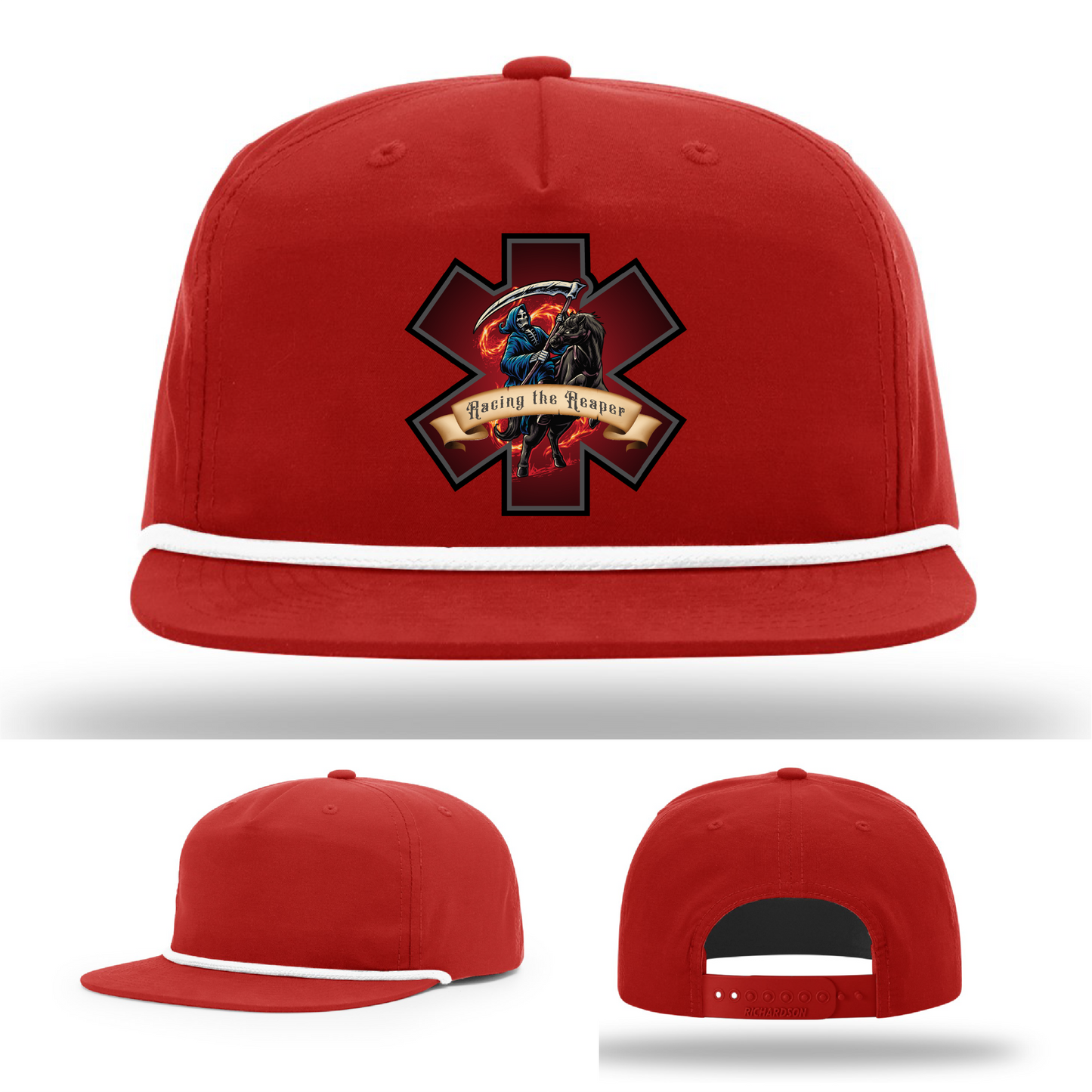 EMS gear patch styles – Grim Reaper leather logos for firefighter Richardson hats